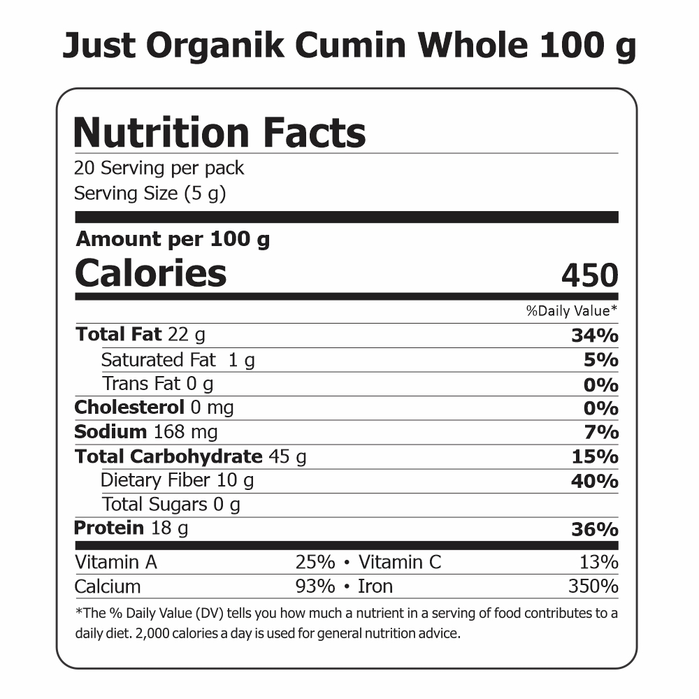 Just Organik Organic Cumin (Jeera) Whole 300g (pack of 3, 3x100g)