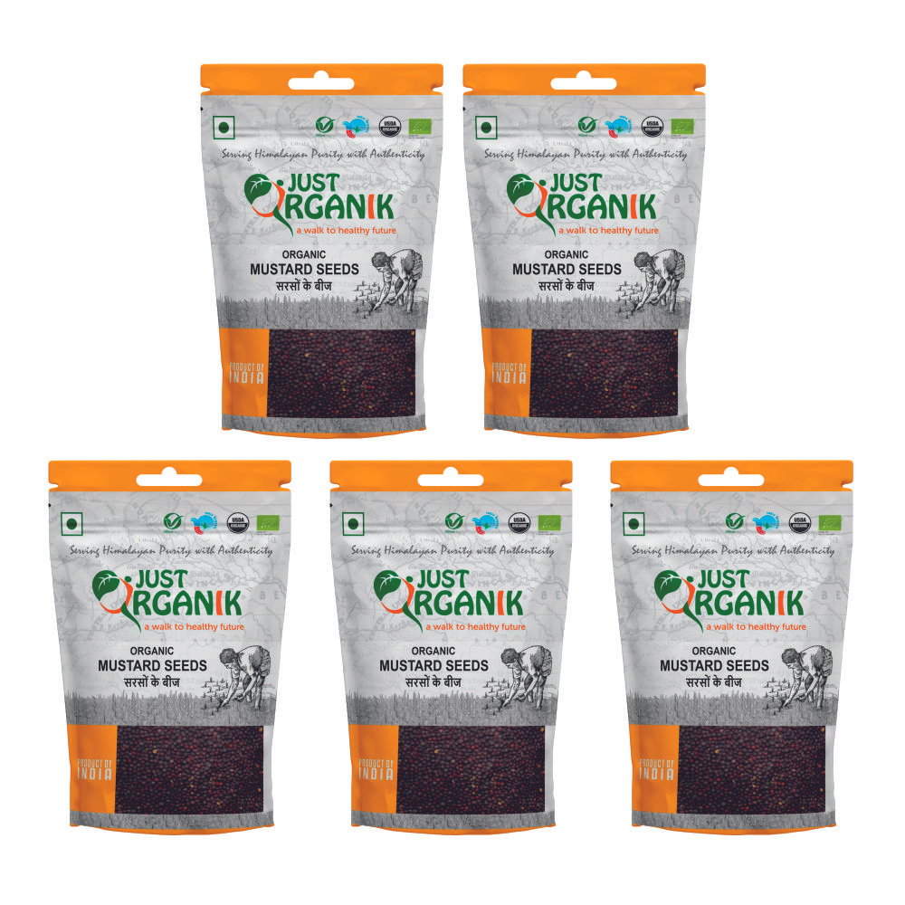 Just Organik Organic Mustard Seeds (Sarson) 500g (pack of 5, 5x100g)