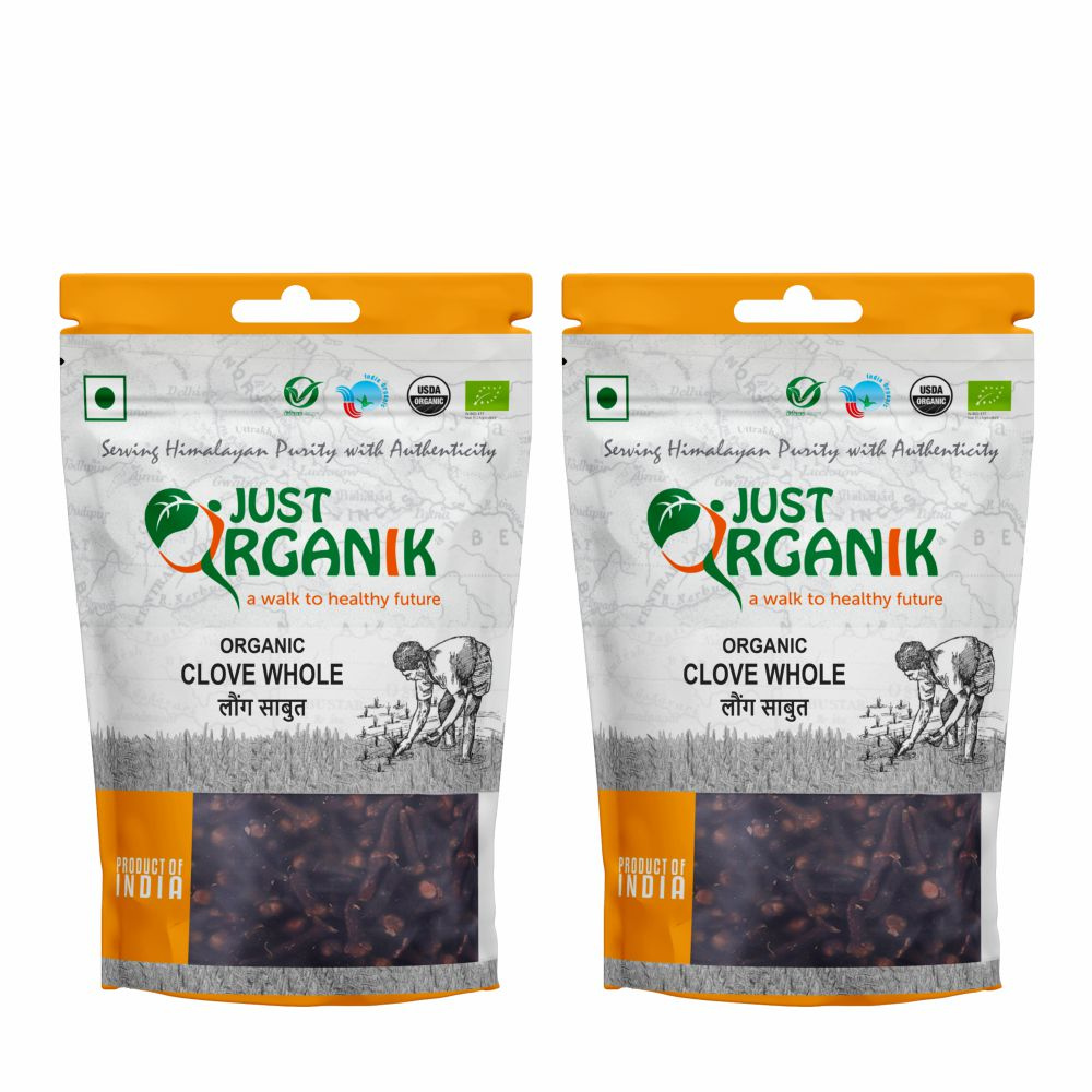 Just Organik Organic Clove Whole 100g(pack of 2, 2x50g)