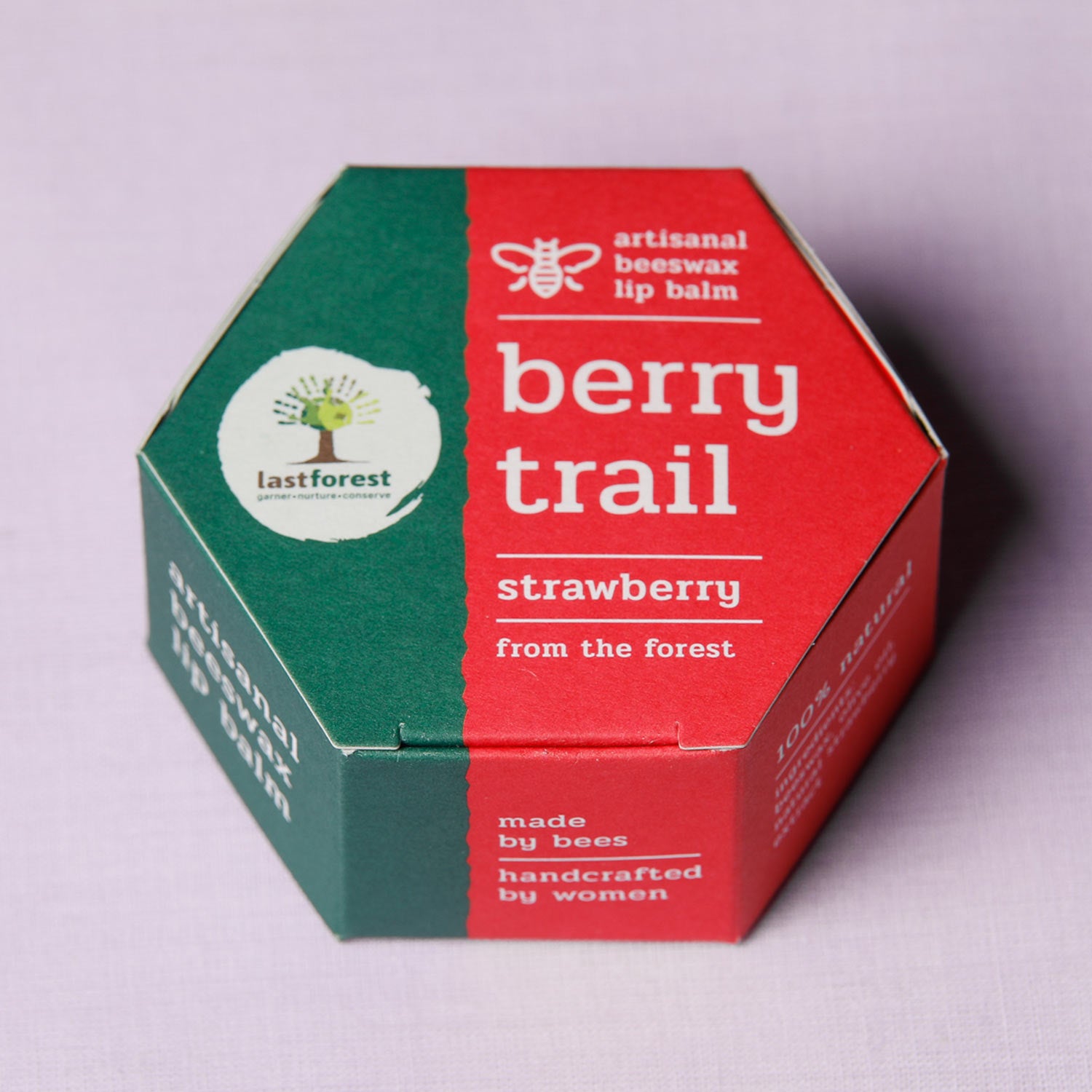 Last Forest Artisanal, Handmade Beeswax Lip Balm Strawberry