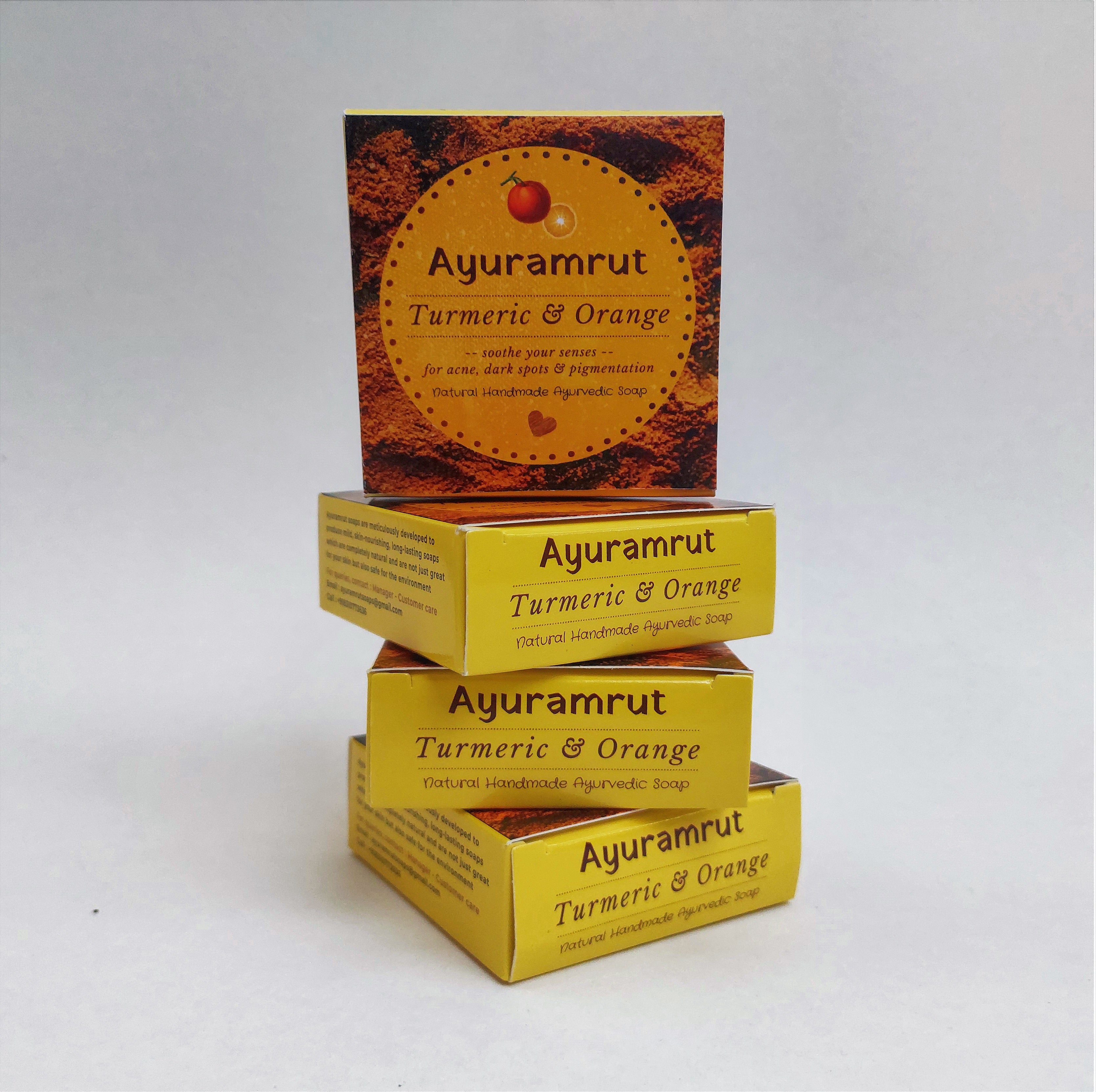 Ayuramrut Turmeric and Orange Natural Handmade Ayurvedic Soap (Pack of 4)
