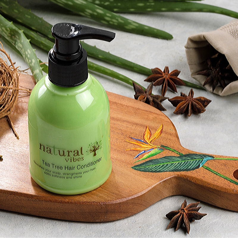 Natural Vibes Ayurvedic Tea Tree Hair Conditioner 150 ml Nourishes your scalp, strengthens your hair, adds softness and shine. (No Parabens, Sulphate, SLS, SLES, Silicon)