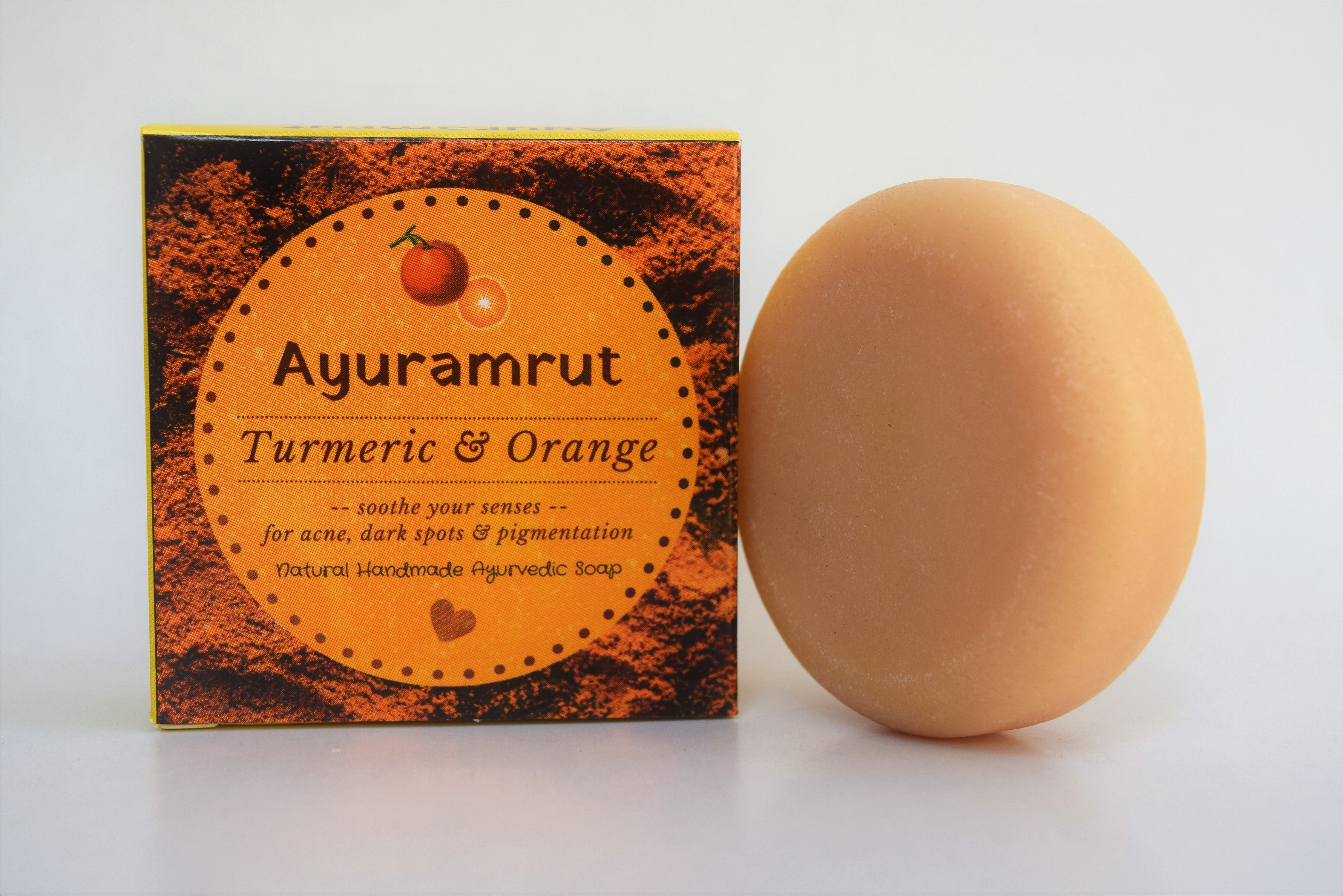 Ayuramrut Turmeric and Orange Natural Handmade Ayurvedic Soap (Pack of 4)