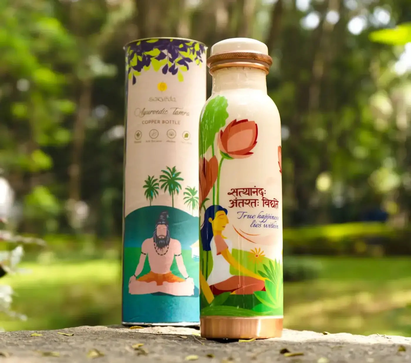 Sarveda Happiness Copper Bottle-white 500Ml