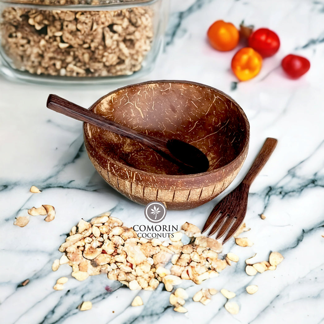 Comorin Coconuts Zigzag Coconut Bowl 500ml