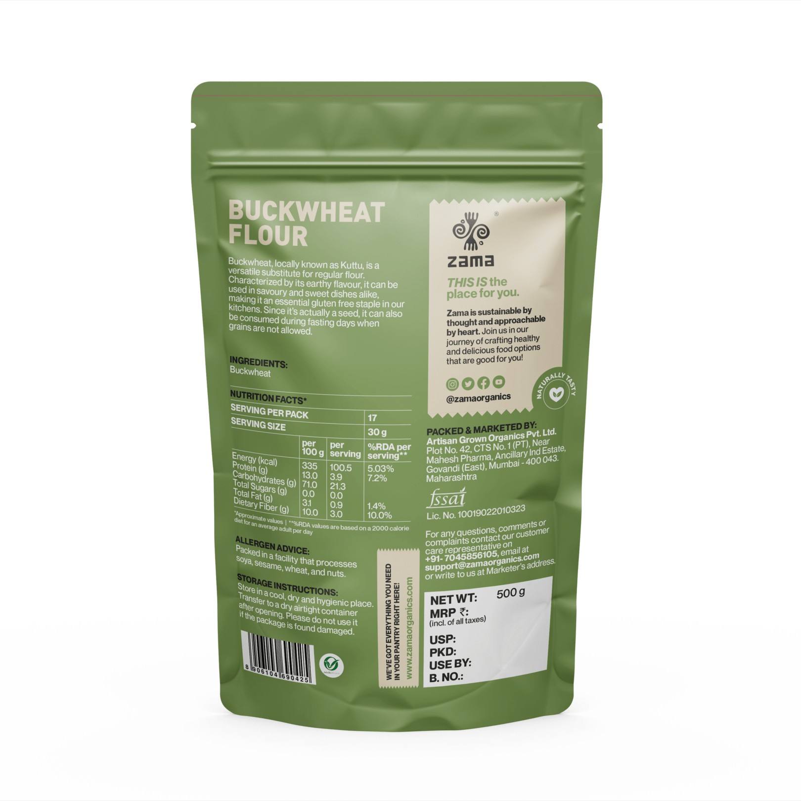 Zama Organics Buckwheat Flour 500g