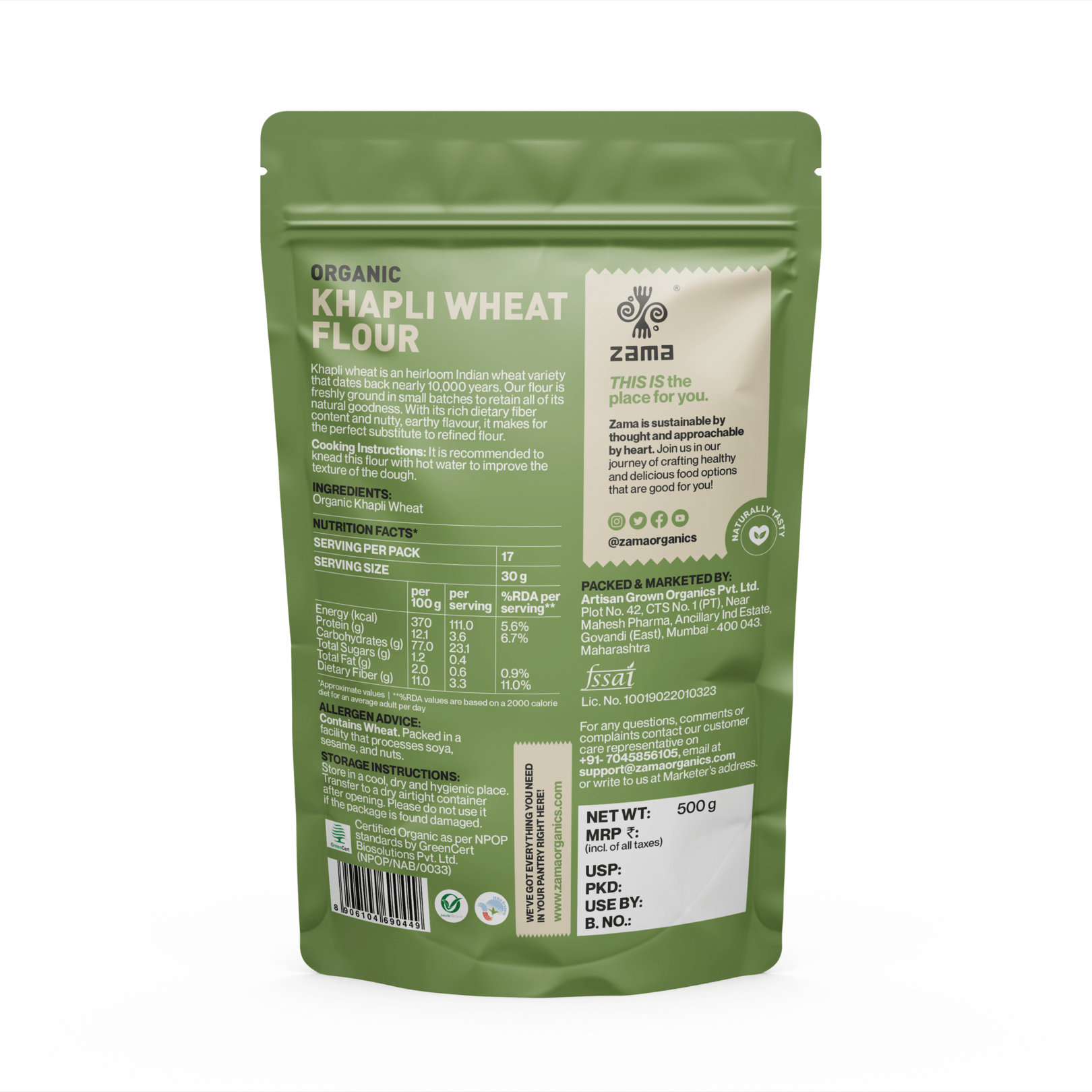 Zama Organics Khapli Wheat Flour 1Kg