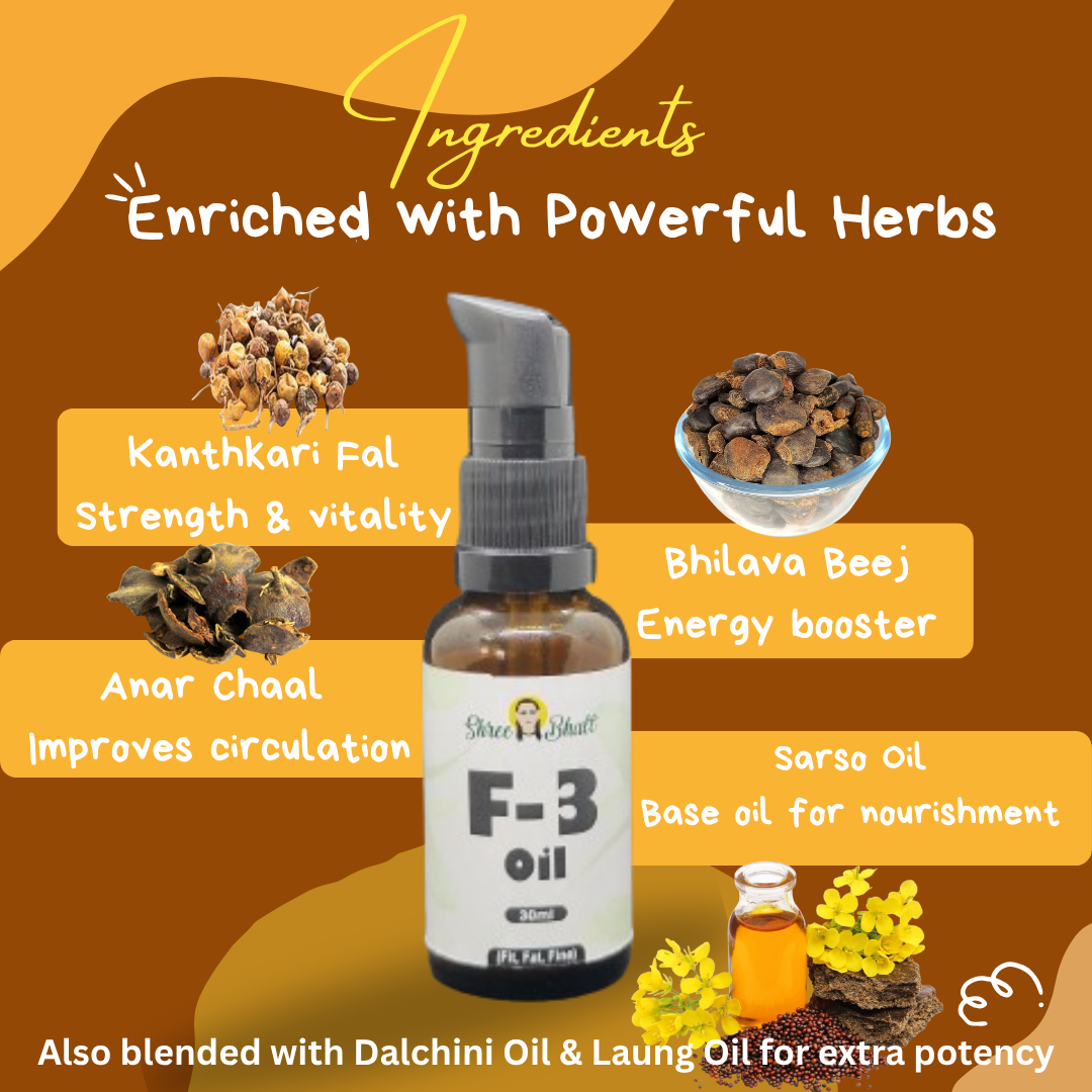 ShreeBhatt F-3 (Fit, Fat, Fine) Massage Oil, 30 ml