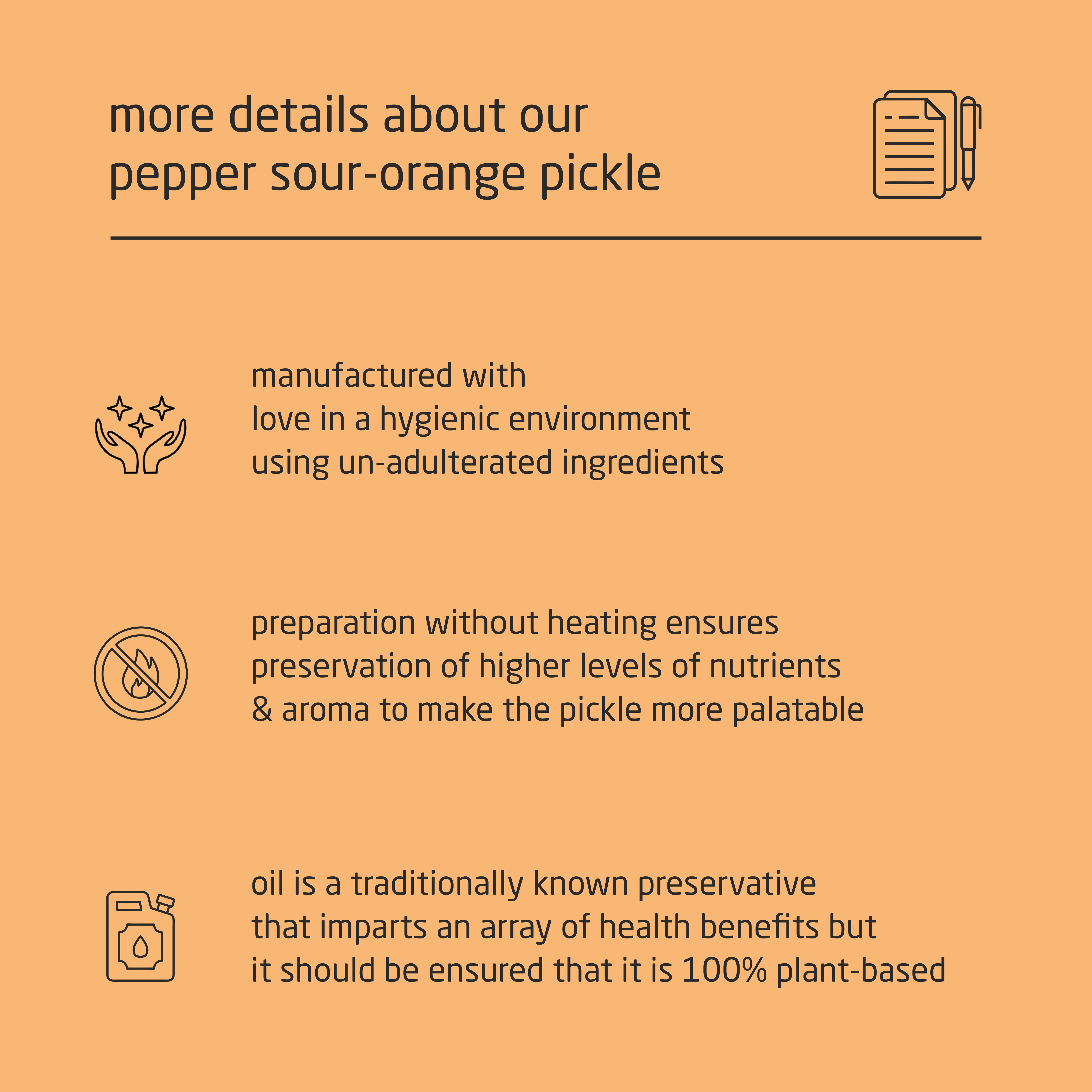 Feel Sattvic Premium Cold-Packed  Pepper Sour-Orange Pickle – 200g