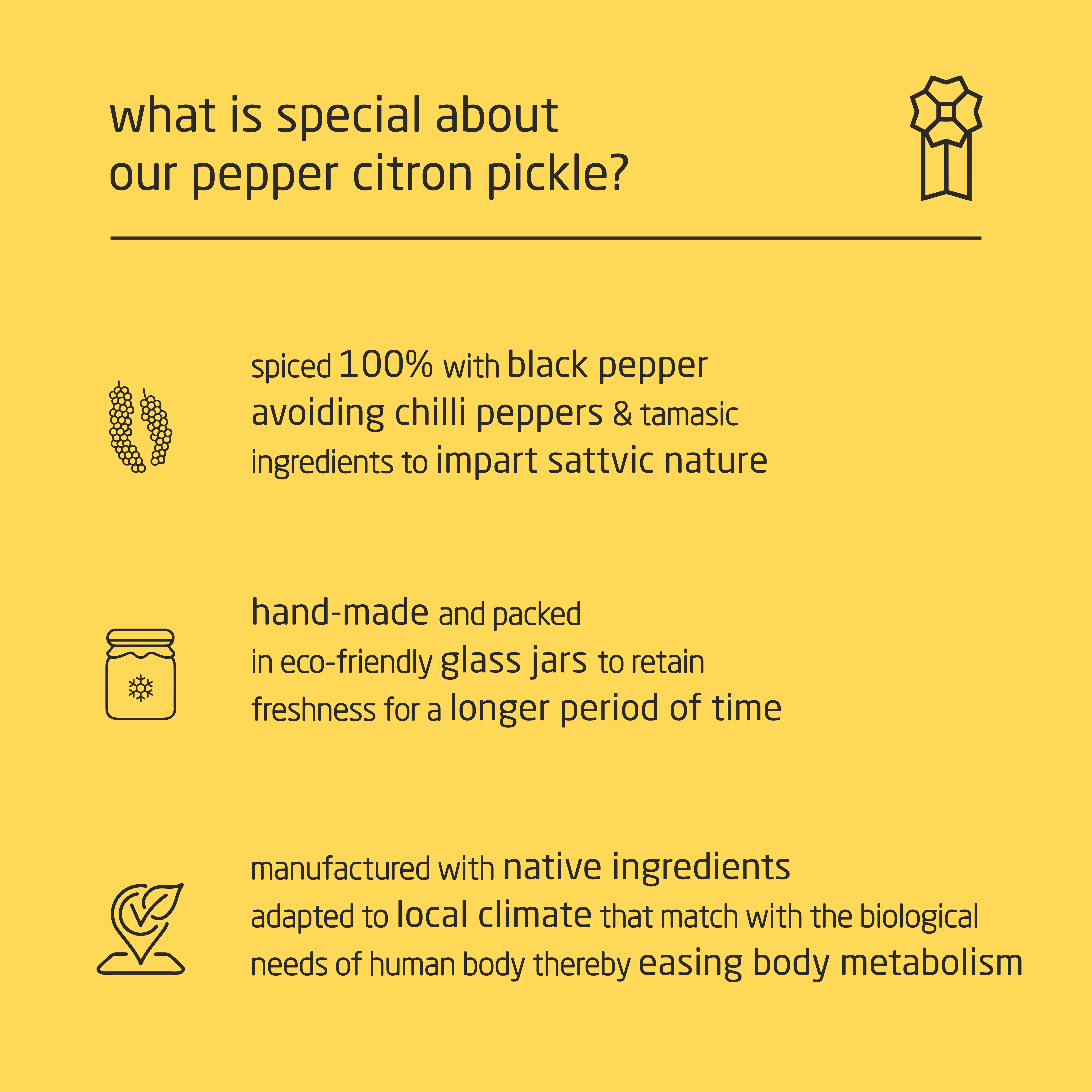Feel Sattvic Premium Cold-Packed  Pepper Citron Pickle – 185g