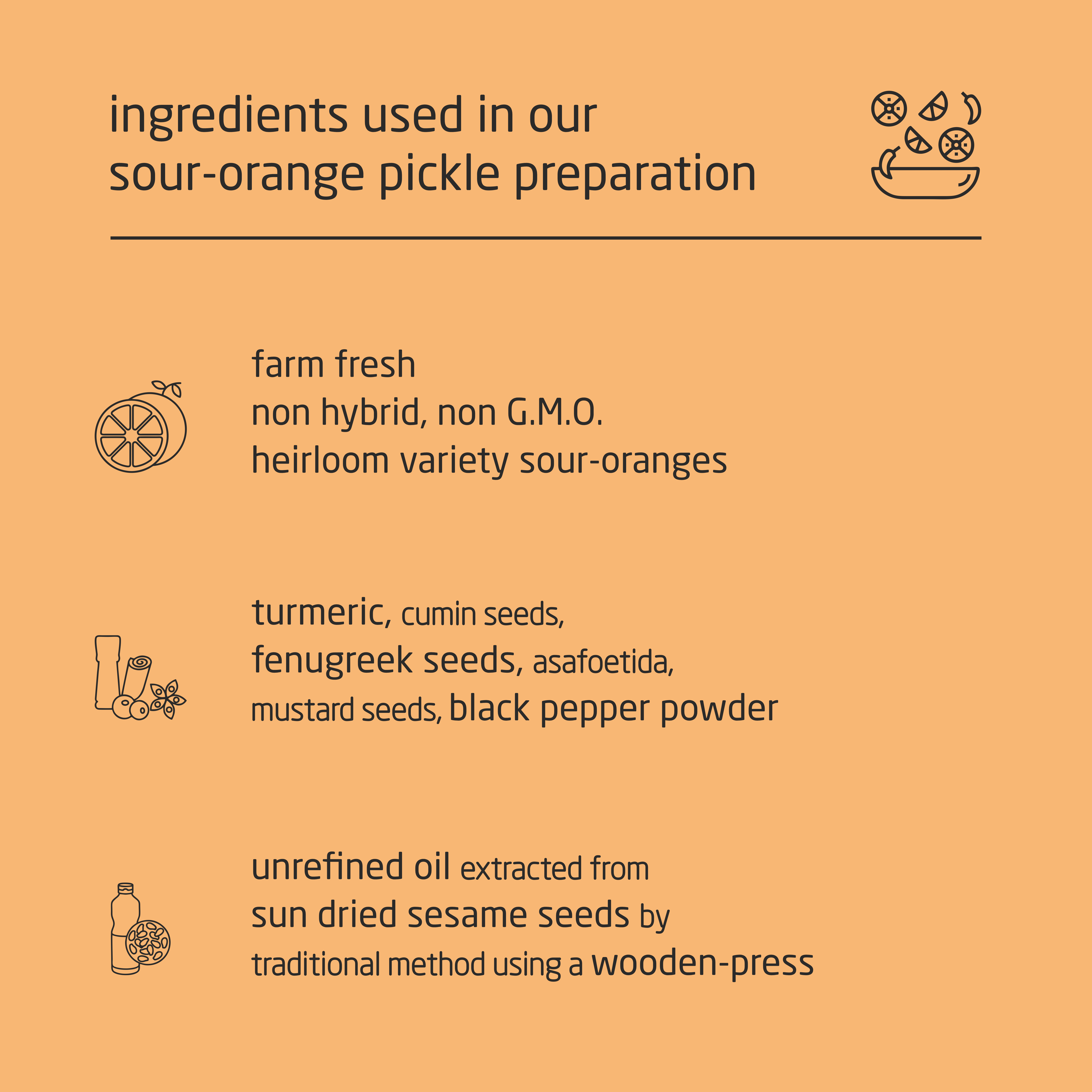Feel Sattvic Premium Cold-Packed  Pepper Sour-Orange Pickle – 200g