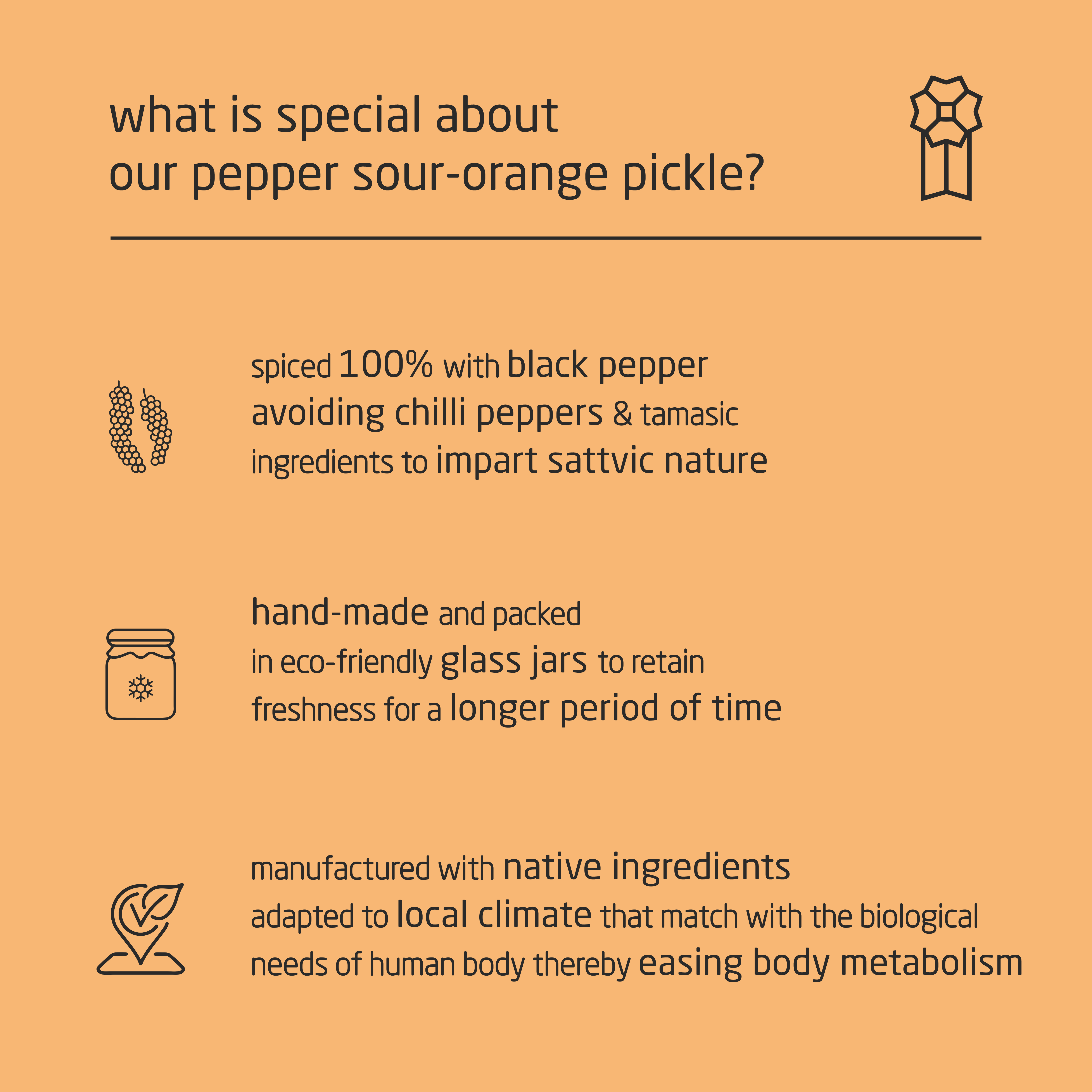 Feel Sattvic Premium Cold-Packed  Pepper Sour-Orange Pickle – 200g