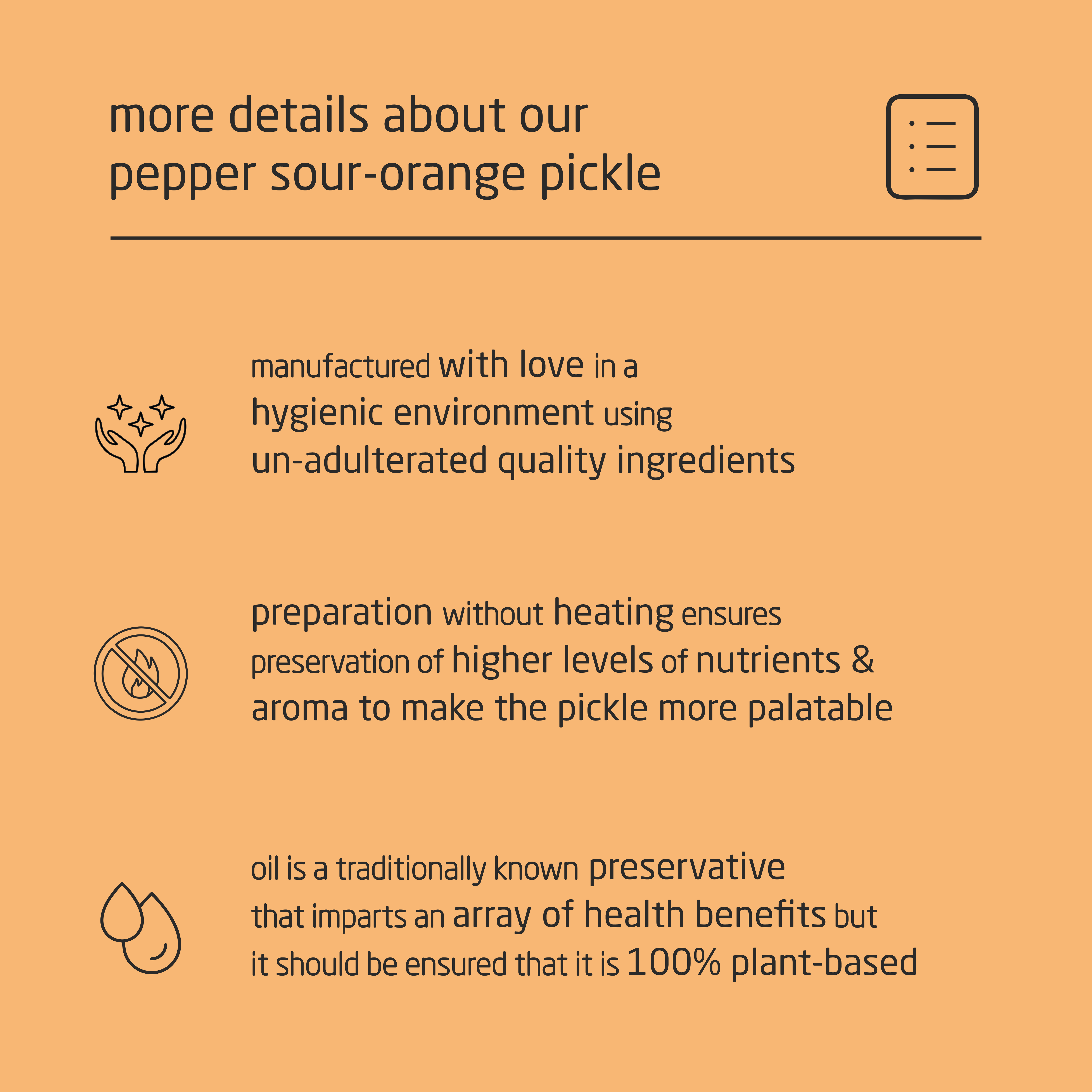 Feel Sattvic Premium Cold-Packed  Pepper Sour-Orange Pickle – 200g