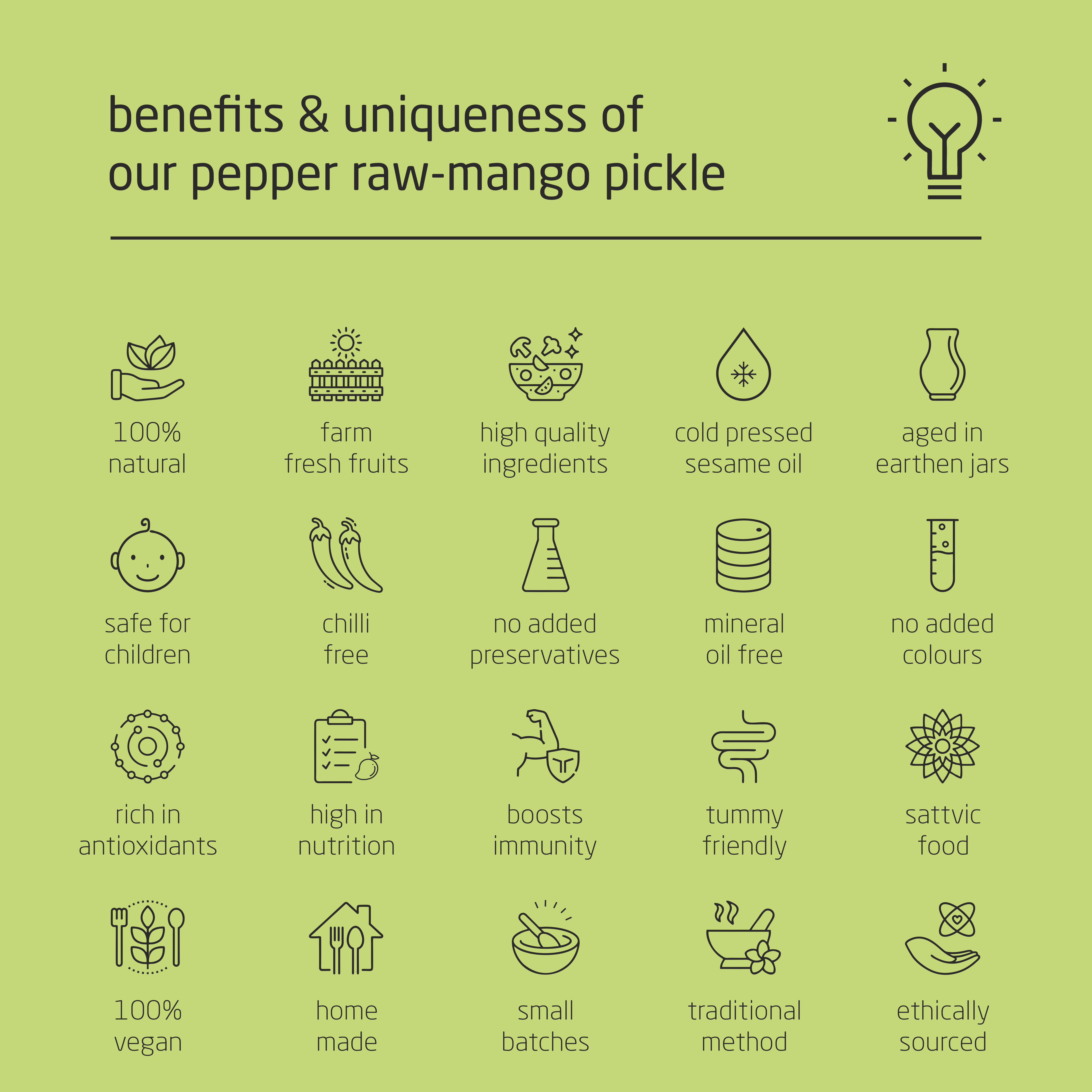 Feel Sattvic Premium Cold-Packed  Pepper Raw-Mango Pickle – 185g
