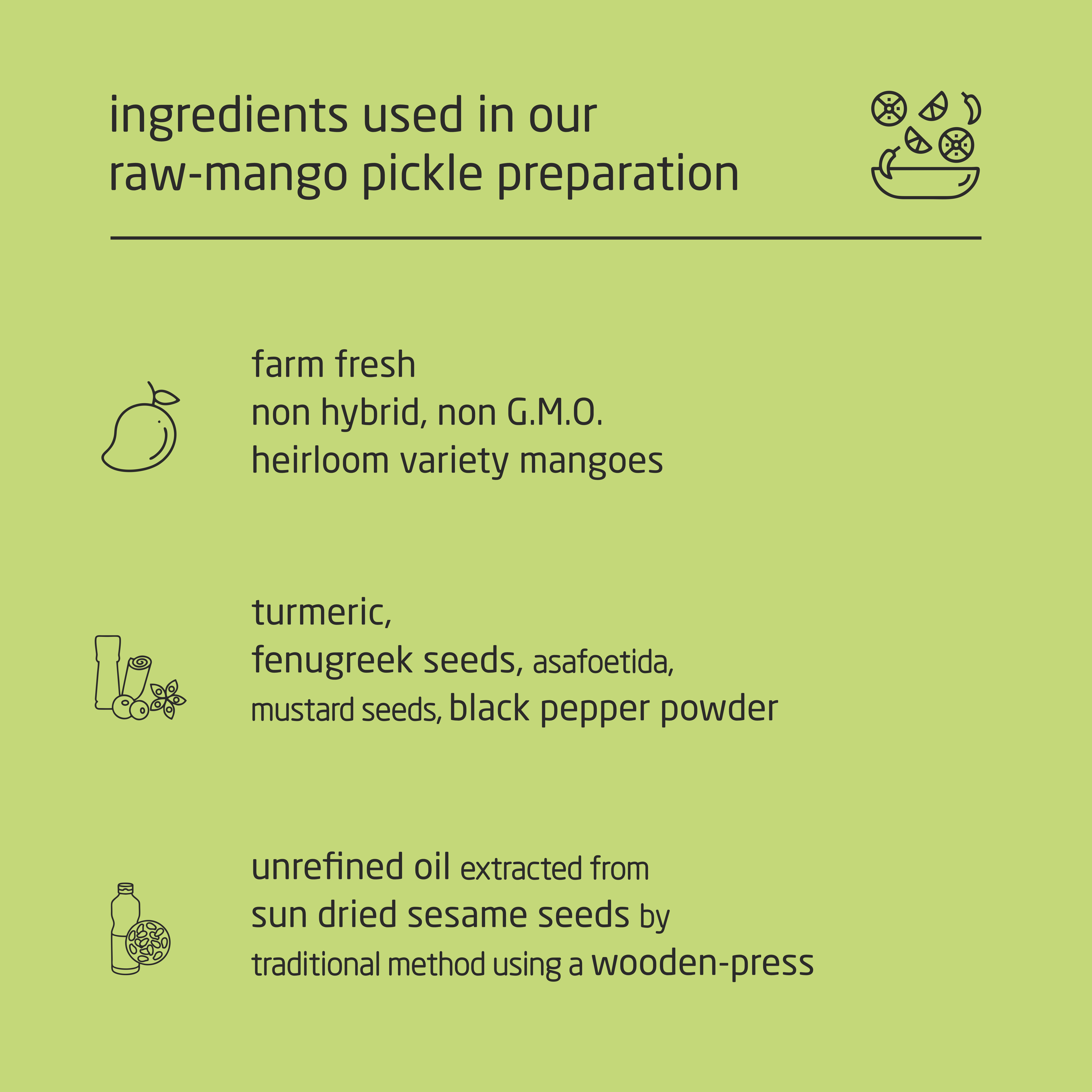 Feel Sattvic Premium Cold-Packed  Pepper Raw-Mango Pickle – 185g