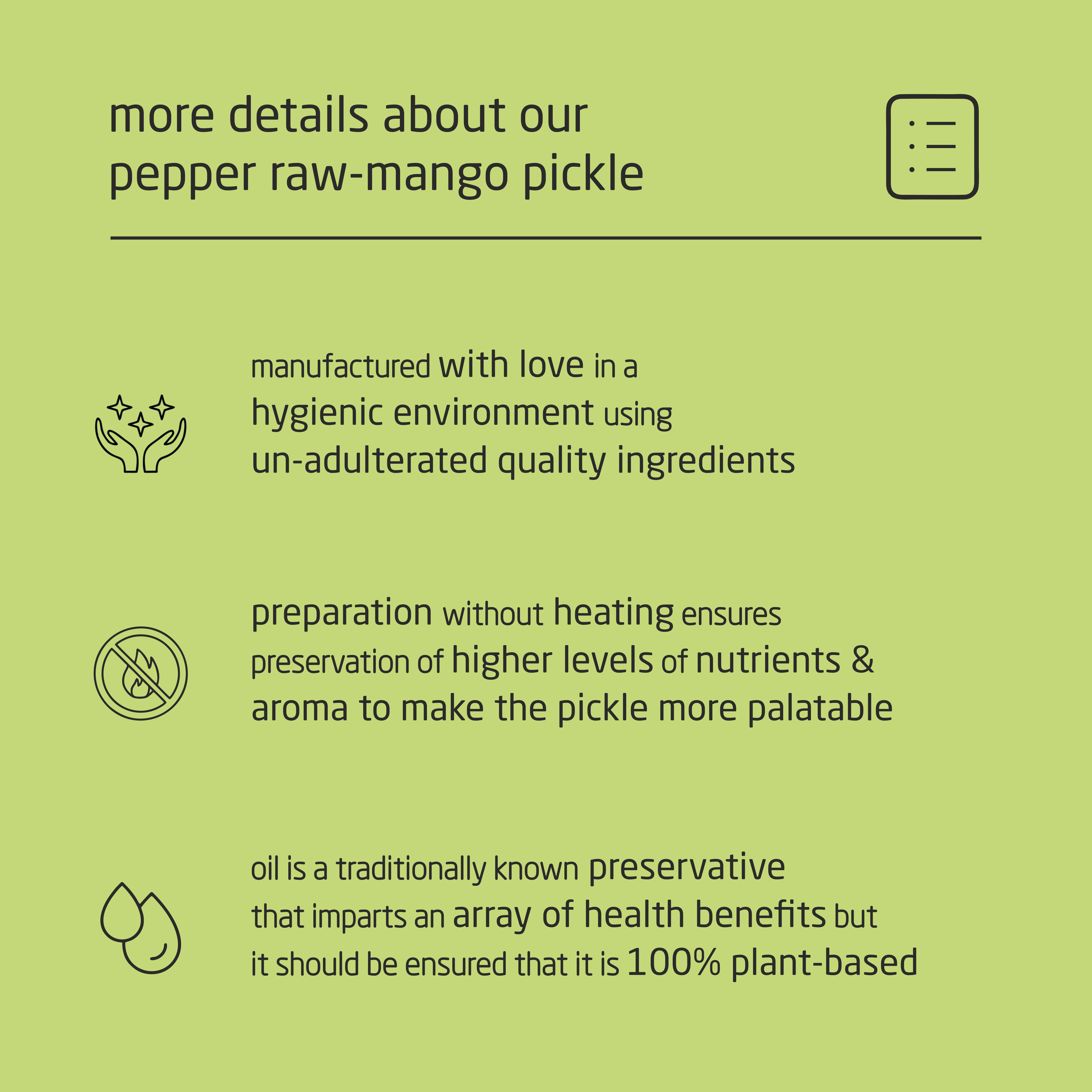 Feel Sattvic Premium Cold-Packed  Pepper Raw-Mango Pickle – 185g