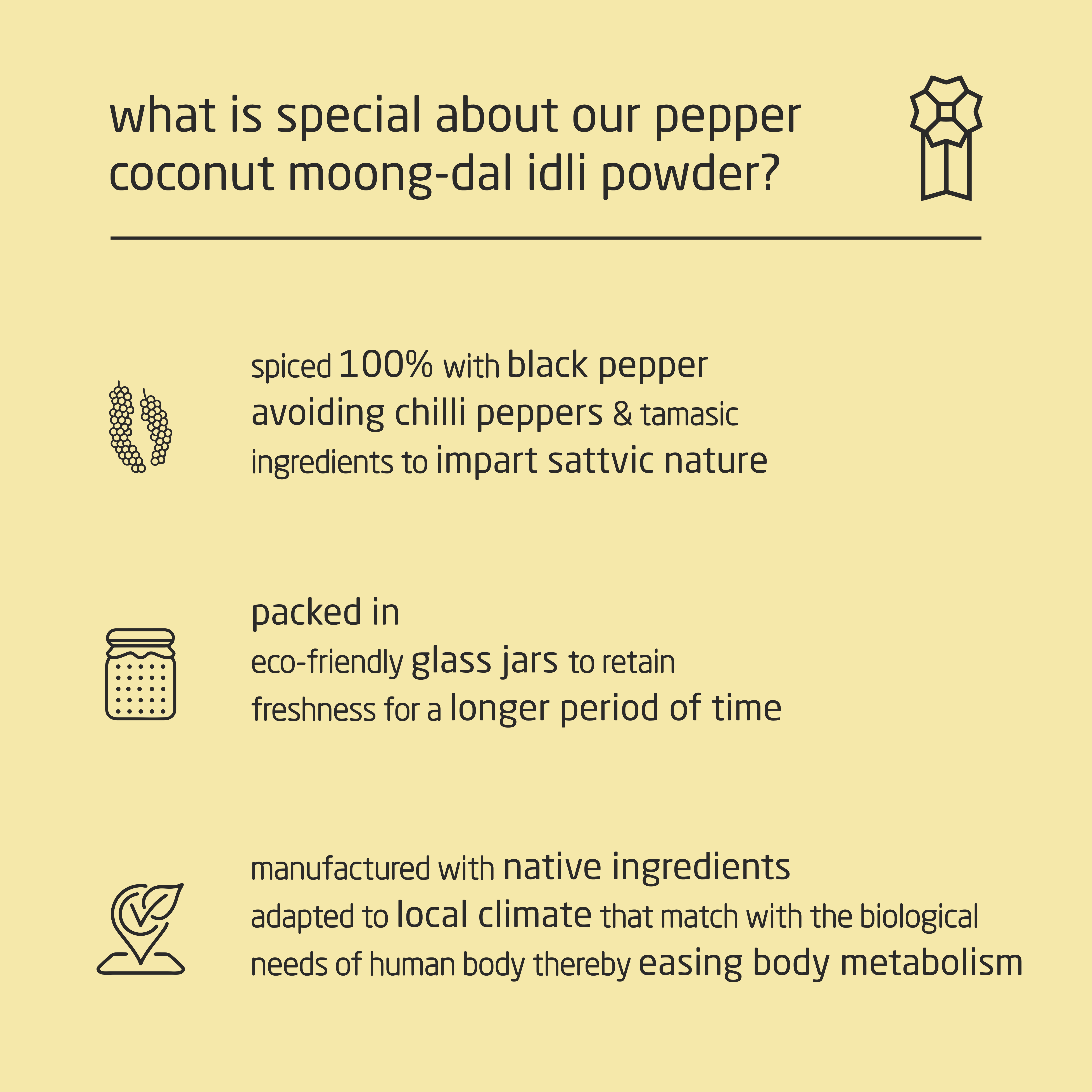 Feel Sattvic Premium  Pepper Coconut Moong-Dal Idli Powder - 150g