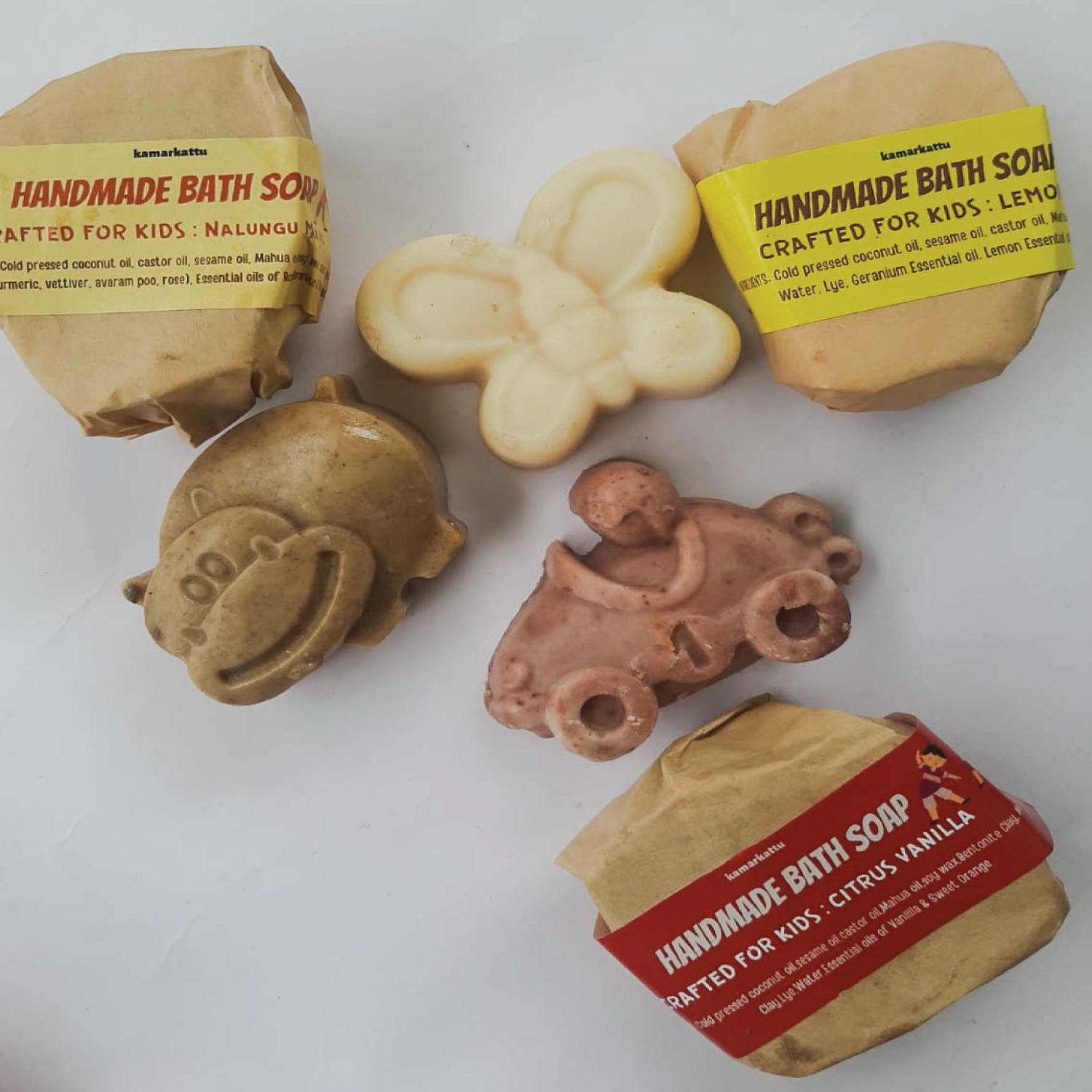 Kamarkattu Ecostore Handmade Bath Soap: Nalungu Maavu - For little ones - Pack of 4