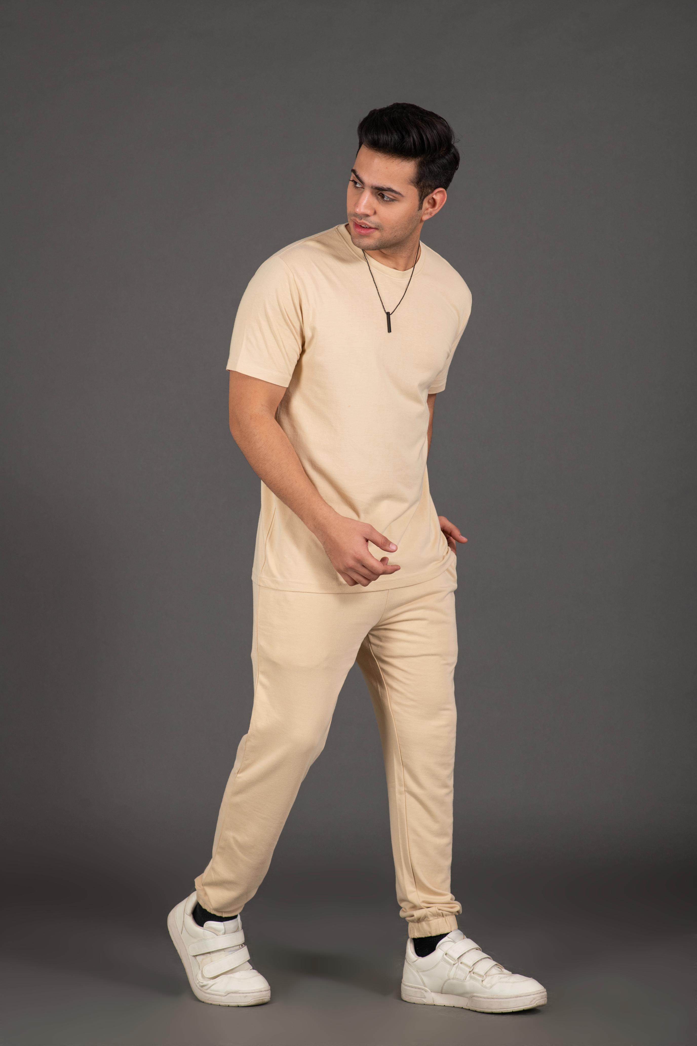 Bambians Men Tracks Co-ords-Beige