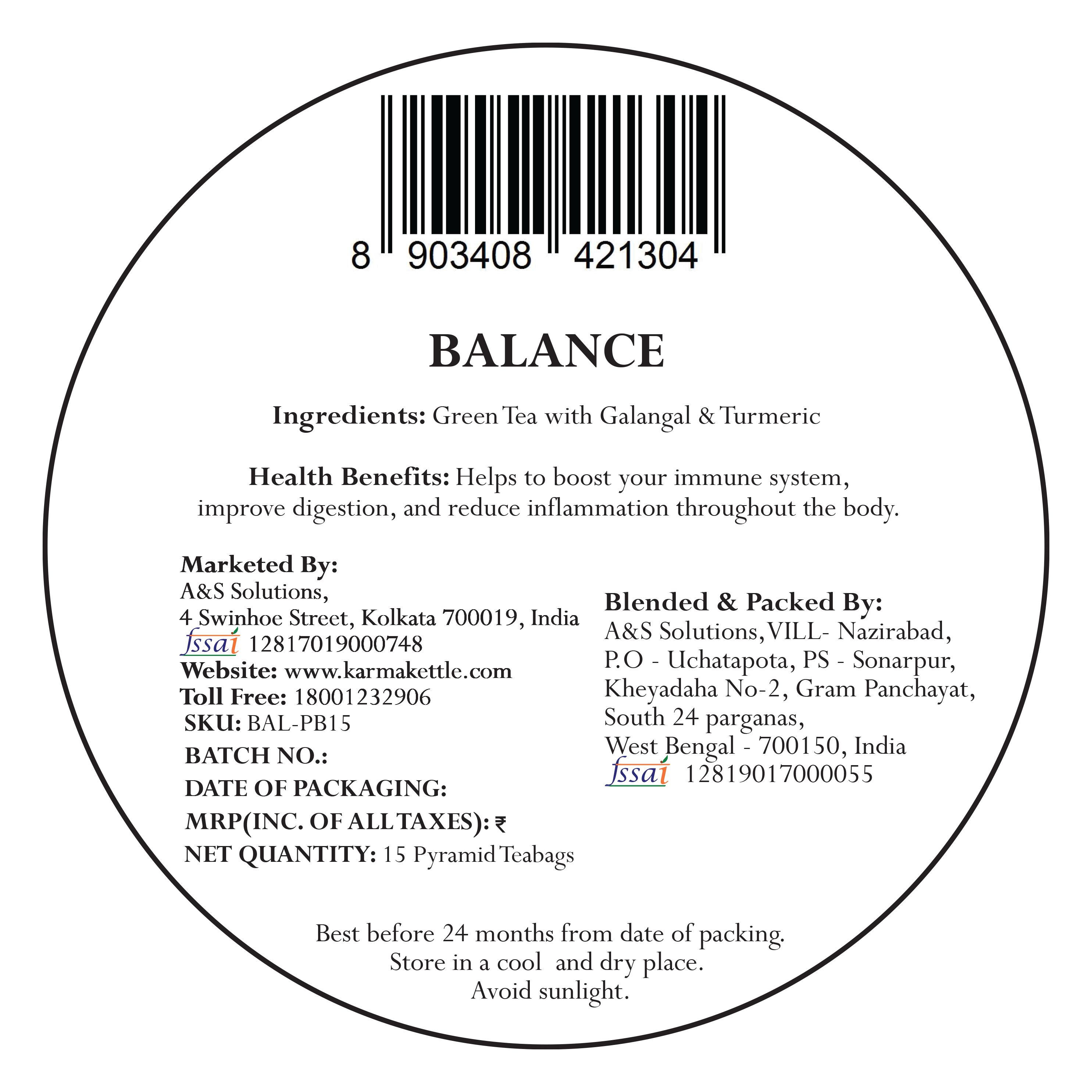 Karma Kettle Chakra Tea- Balance 30g (15 Tea Bags)