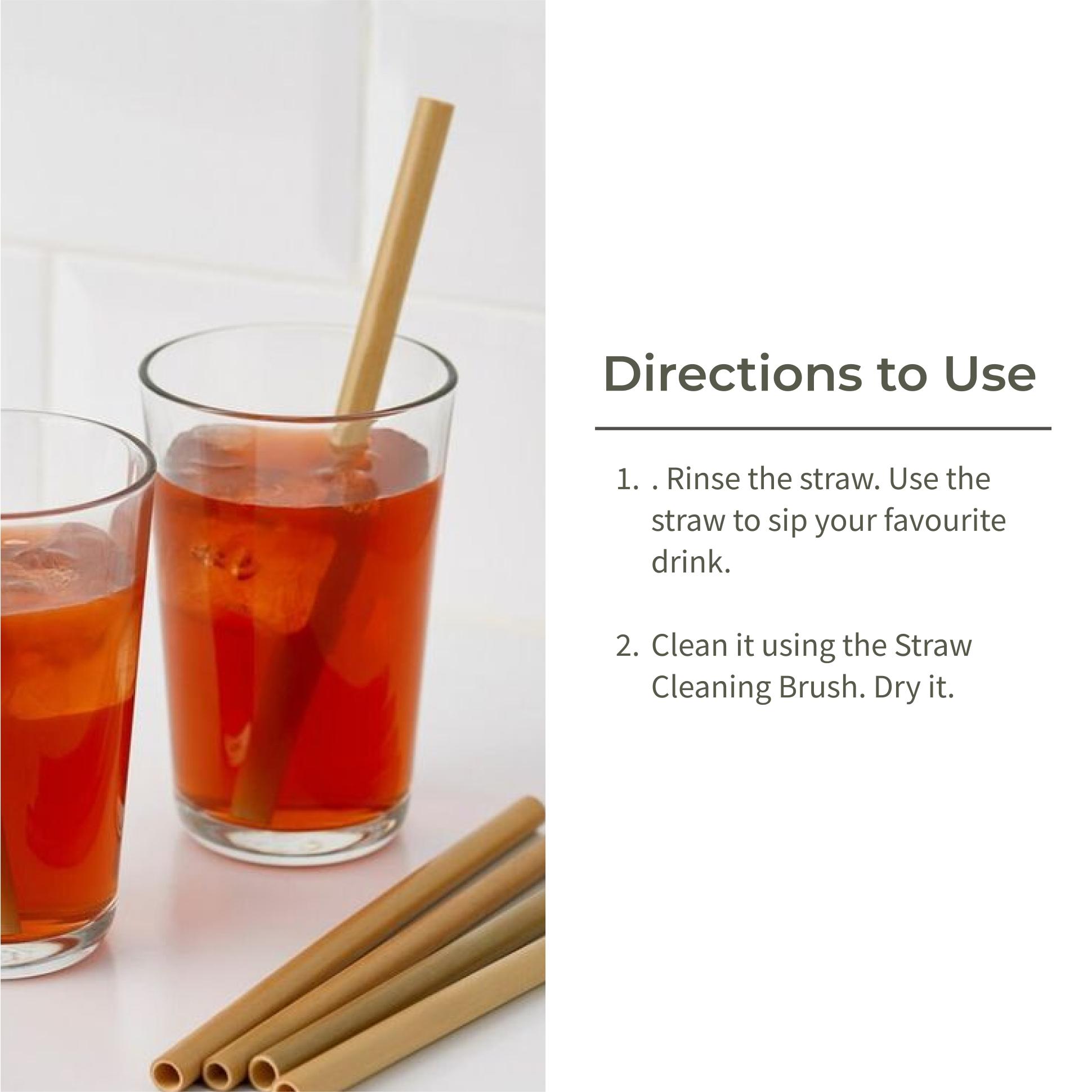 Ecotyl Bamboo Straws with Cleaning Brush | Set of 6 | Reusable Straws