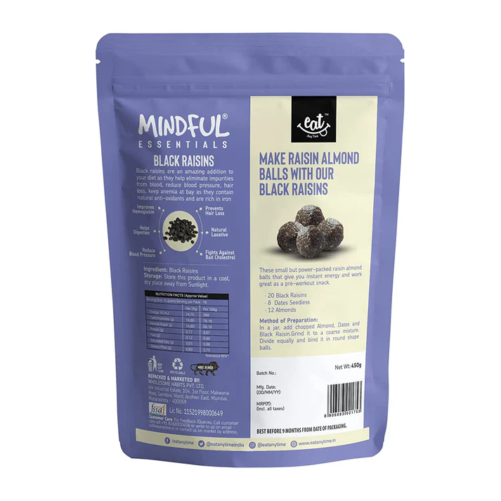 EAT Anytime Black Raisins 450g