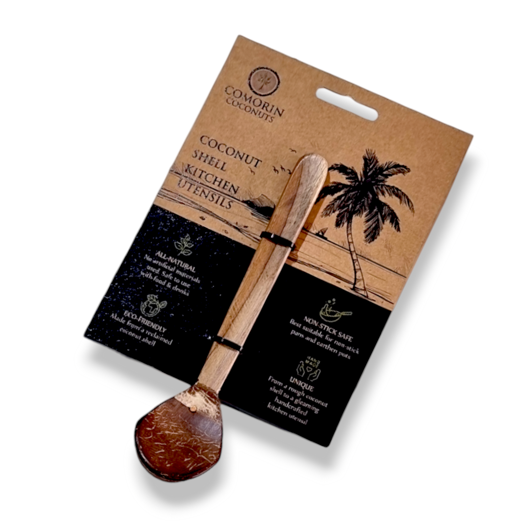 Comorin Coconuts Coconut Shell Teaspoon (Mahogany Handle | Copper Joints)