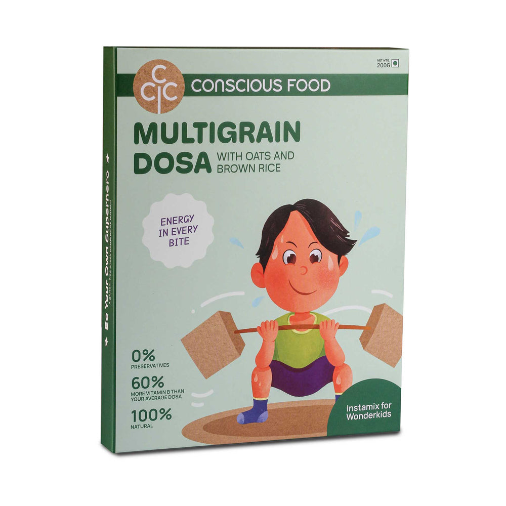 Conscious Food Veggie Ragi Dosa Mix | 200g | With Broccoli and Zucchini | 100% Natural | No Sugar | No Preservatives