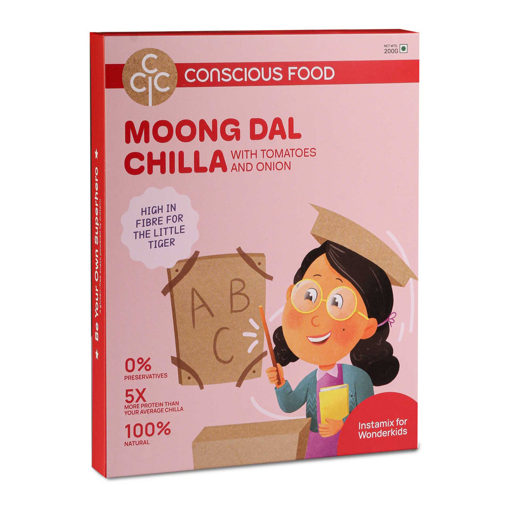 Conscious Food Moong Dal Chilla Mix | 200g | Infused with Tomato and Onions | 100% Natural | No Sugar | Preservatives Free