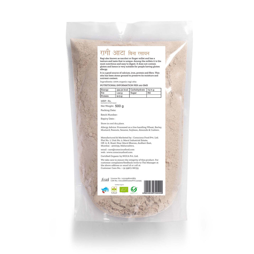 Conscious Food Finger Millet Flour (Ragi Atta) 500g