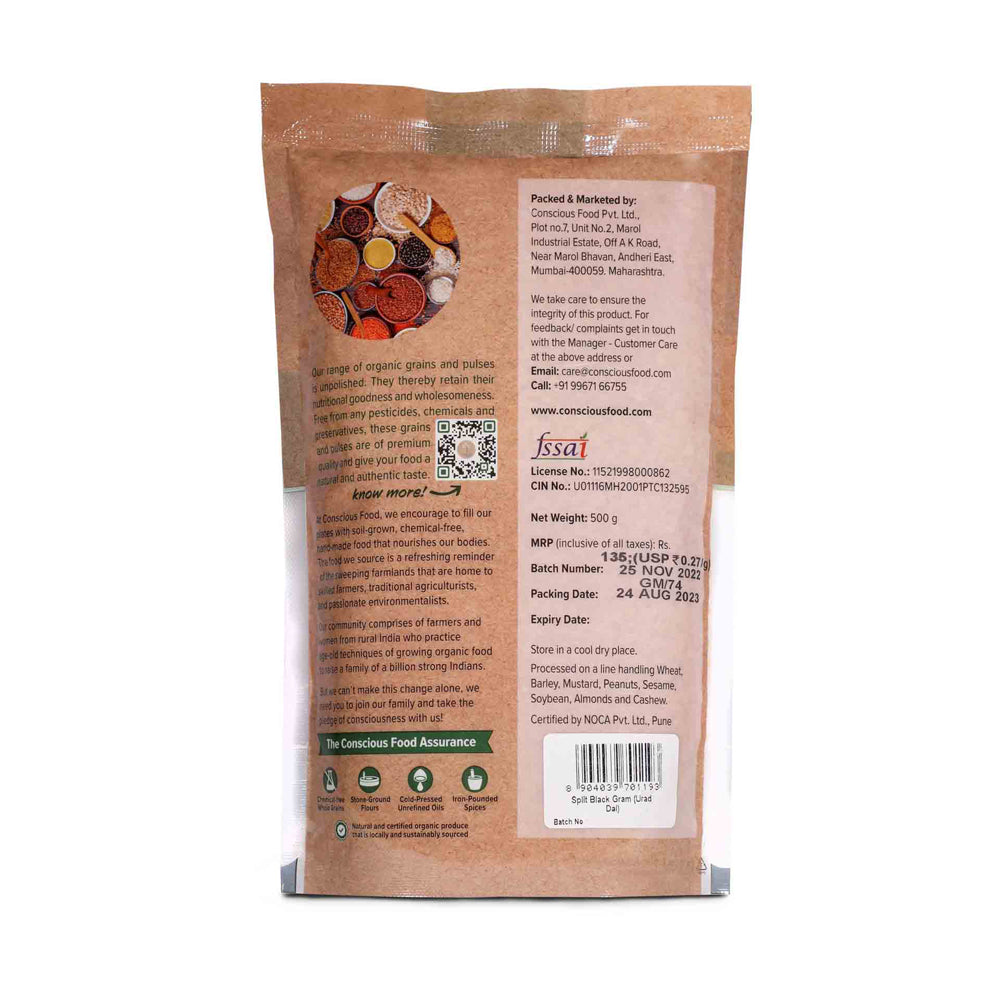 Conscious Food Split Black Gram (Urad Dal) 500g