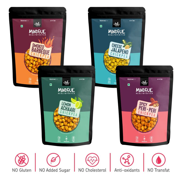 EAT Anytime Mindful Cheese & Jalepeno Pepper Roasted Chick Peas, Healthier Vegan & Gluten Free Snacks, 200g