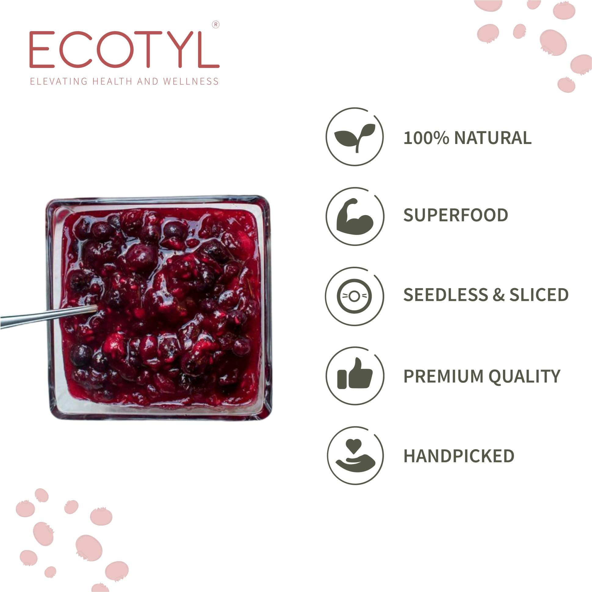 Ecotyl Dried Cranberries | Seedless Dried Fruit | Healthy Snack | 150g