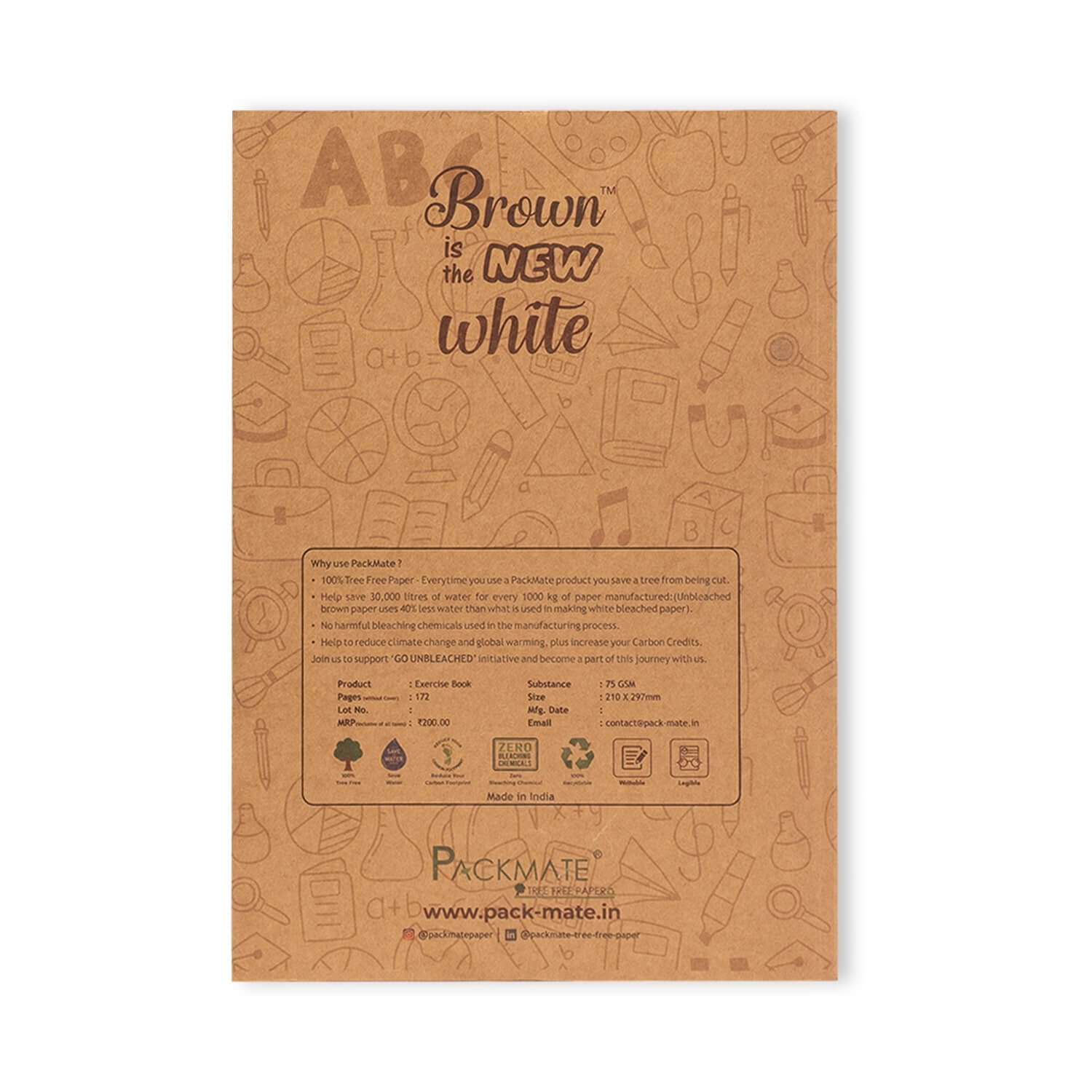 PackMate Exercise Book | Made Using100% Recycled Paper | Pages 172 | Size : 21cm X 29.7cm  (Cover design: My big book of bigger ideas)