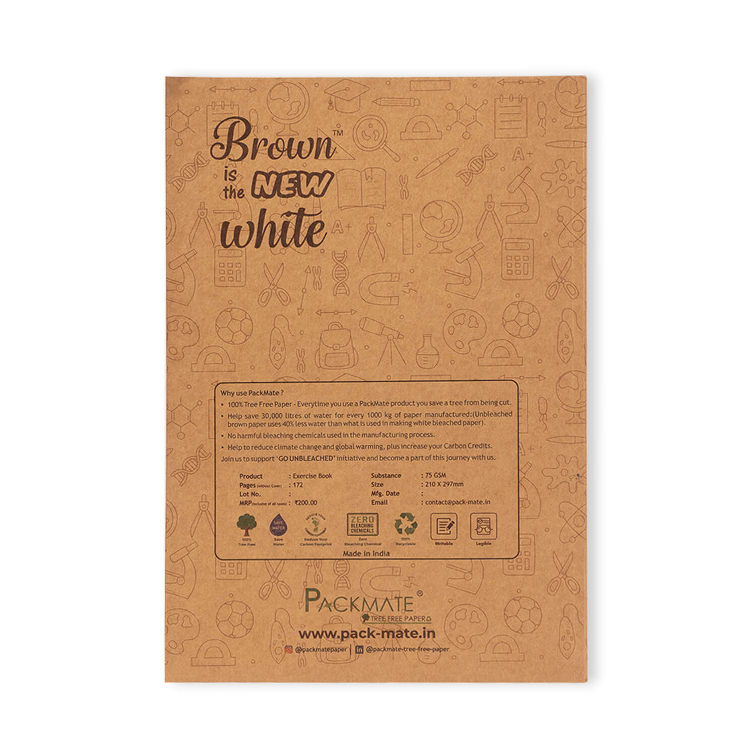 PackMate Exercise Book | Made Using100% Recycled Paper | Pages 172 | Size : 21cm X 29.7cm  (Cover design: My external memory disk)