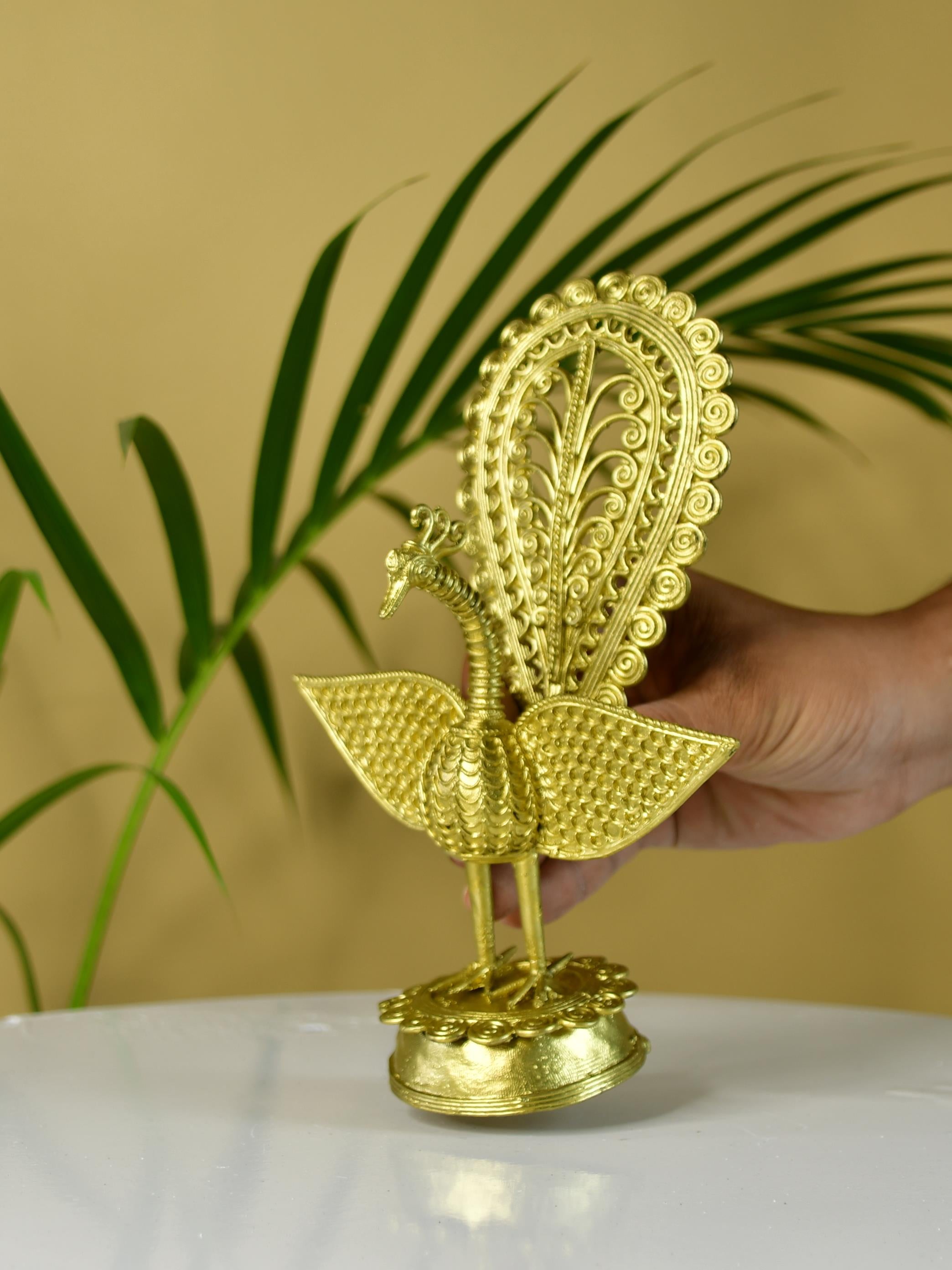 Sowpeace Handcrafted peacock using Dokra metal art