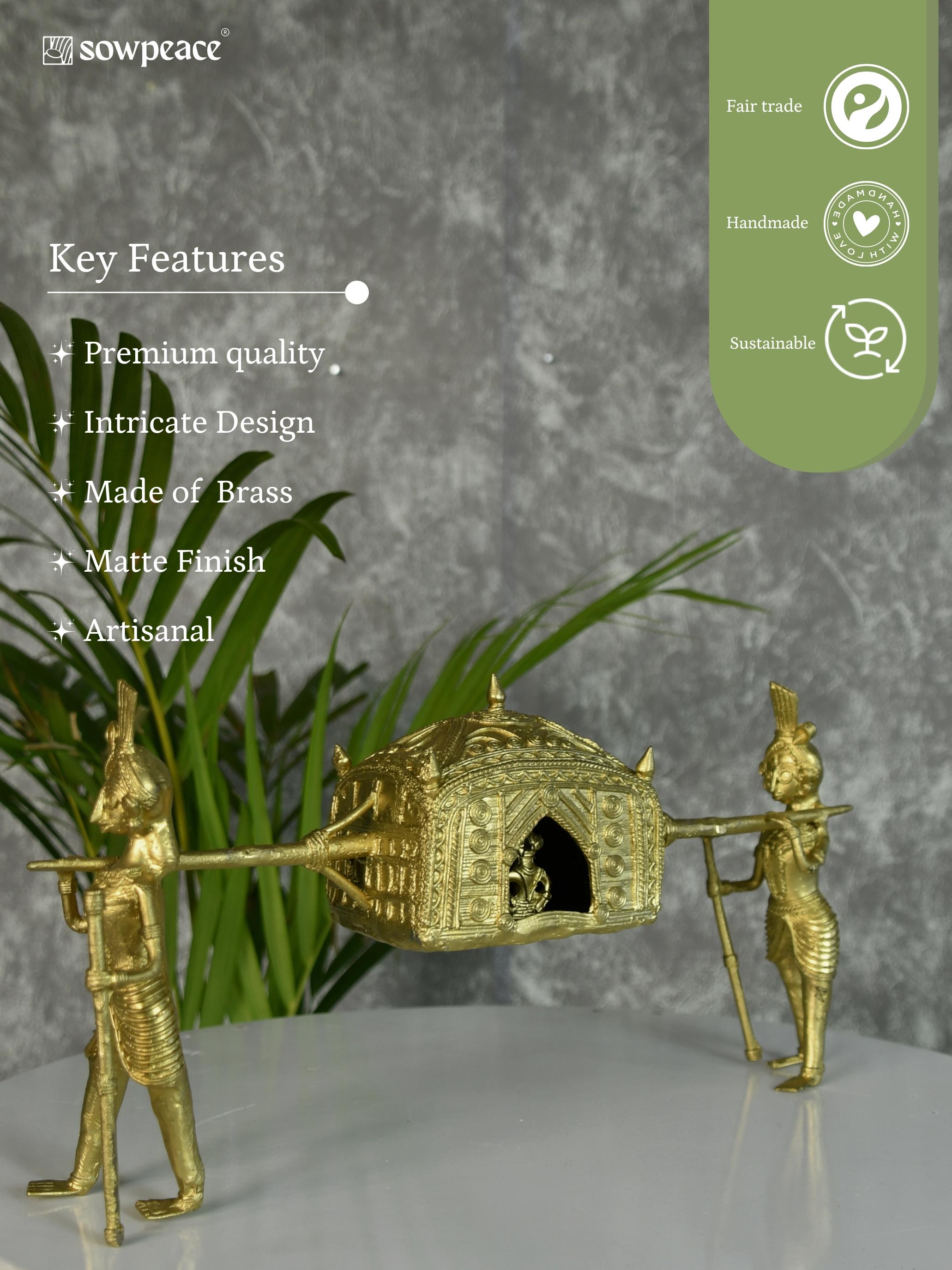 Sowpeace Brass Dhokra Art Wedding Palki: Elite Décor