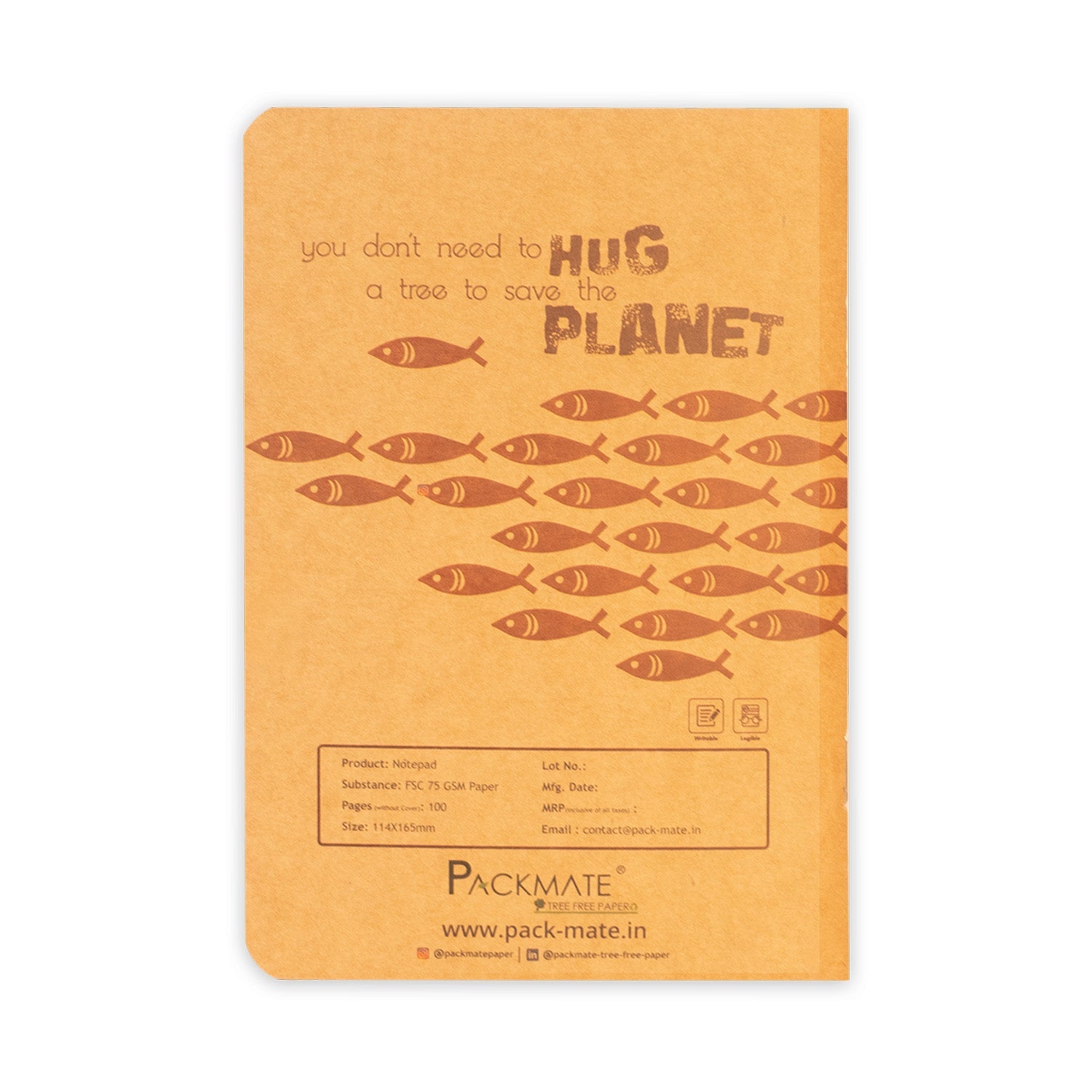 Packmate Notepad | Made Using 100% Recycled Paper | 100 pages per Note pad ( cover design: Fish )