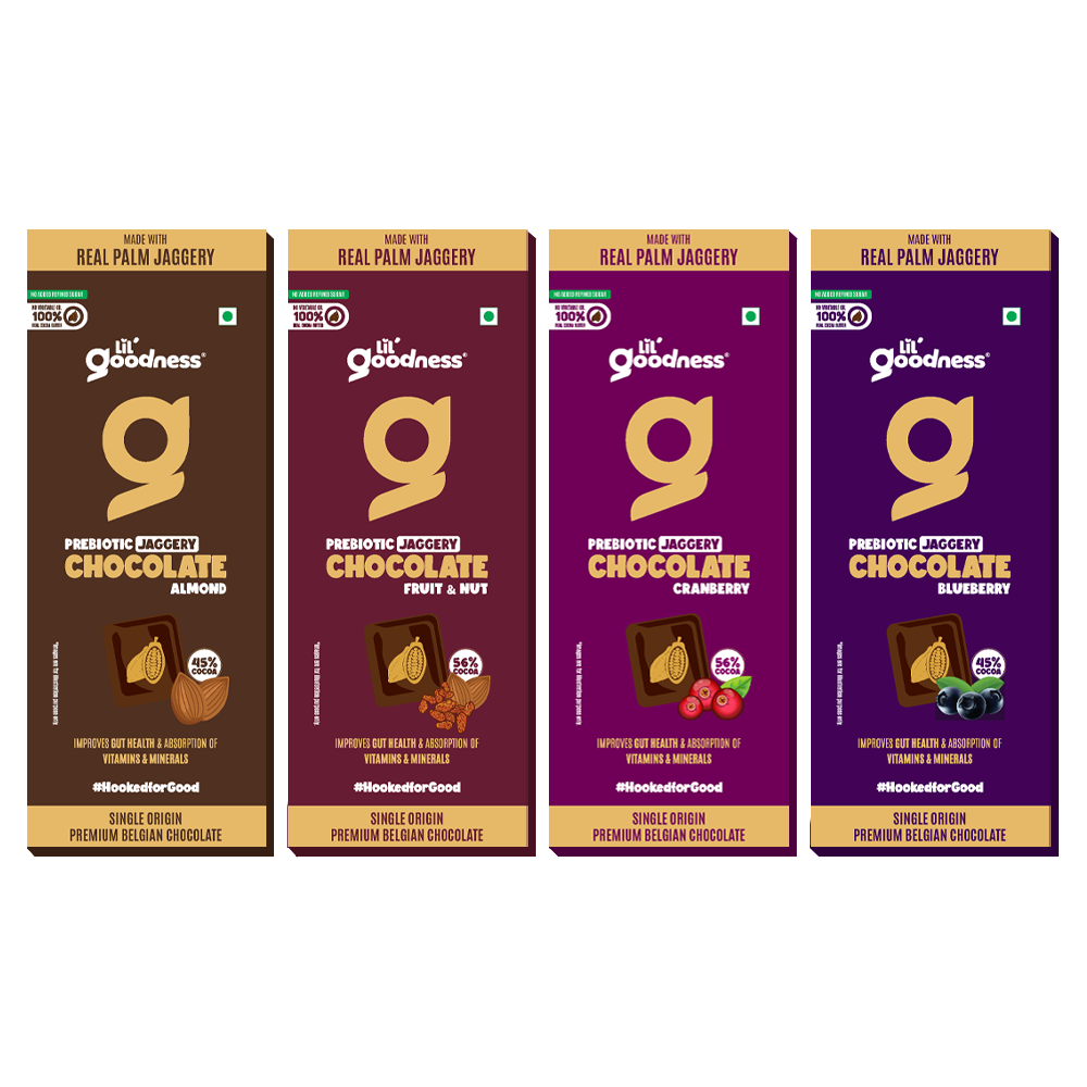 Lil'Goodness Assorted Prebiotic Jaggery Chocolates 35g - Pack of 4