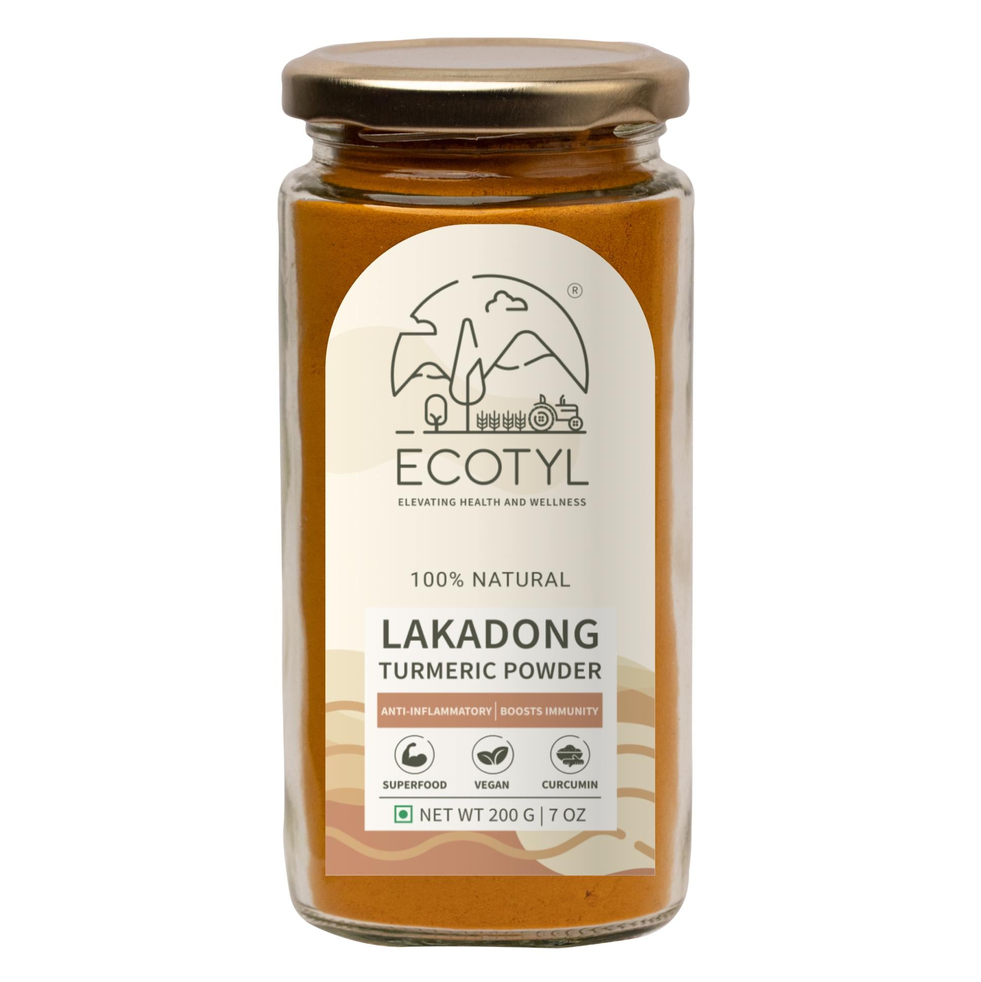 Ecotyl Lakadong Turmeric Powder for Strong Immunity | High Curcumin | 200g