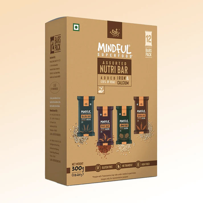 EAT Anytime Mindful Millet Energy Bars - Variety Box (Ragi, Bajra, Quinoa and Jowar) - 25 g x 12 Bars