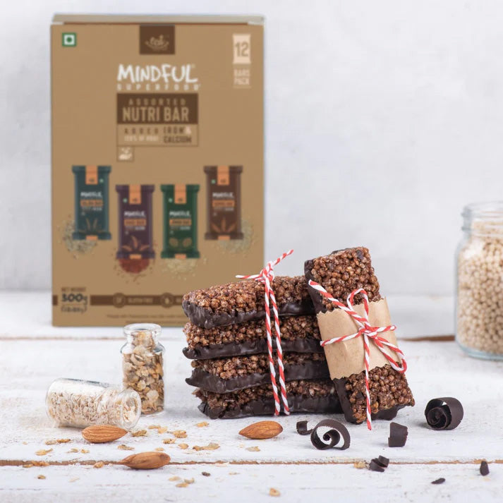EAT Anytime Mindful Millet Energy Bars - Variety Box (Ragi, Bajra, Quinoa and Jowar) - 25 g x 12 Bars