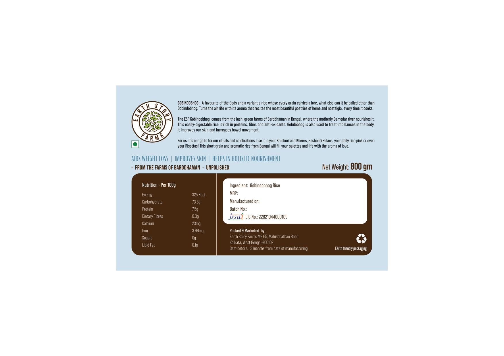 Earth Story Farms Gobindobhog Rice 800 g