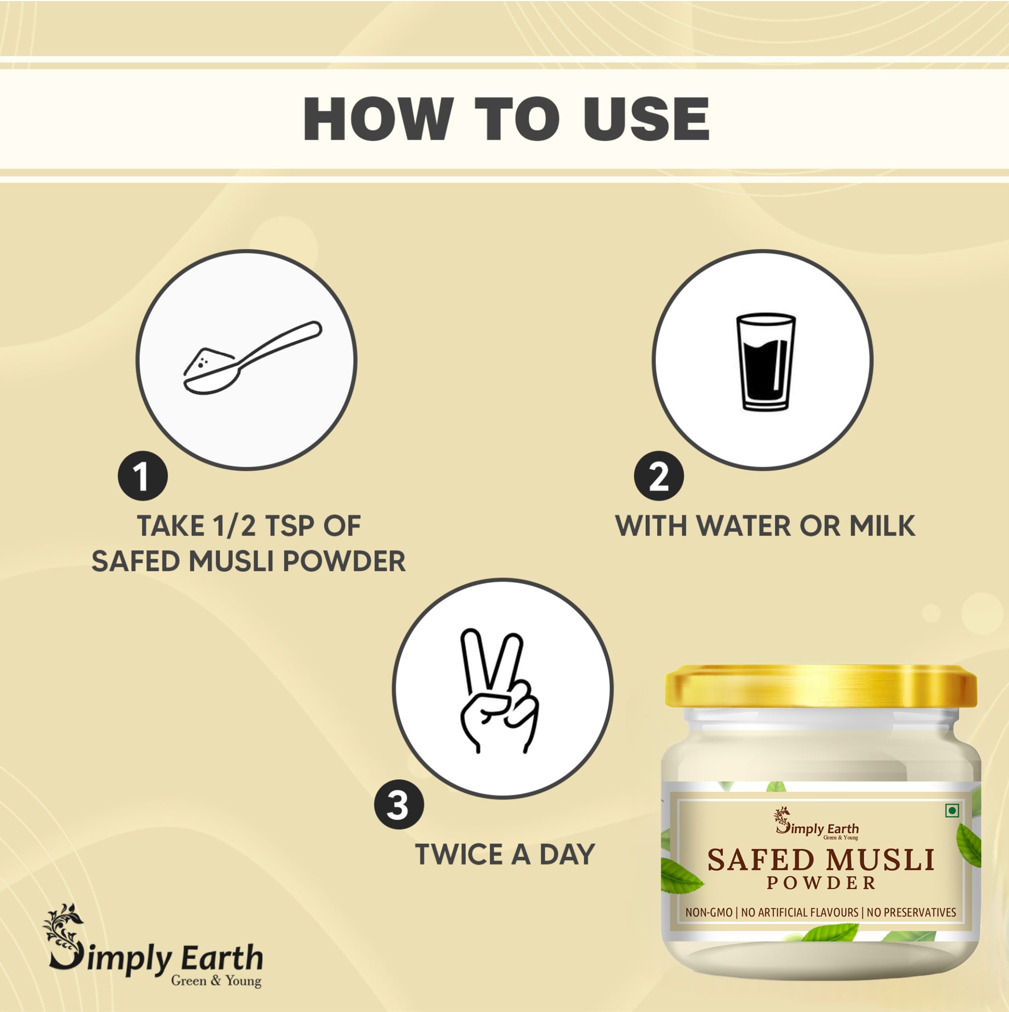 Simply Earth Organic Safed Musli Root Powder - 100 GM