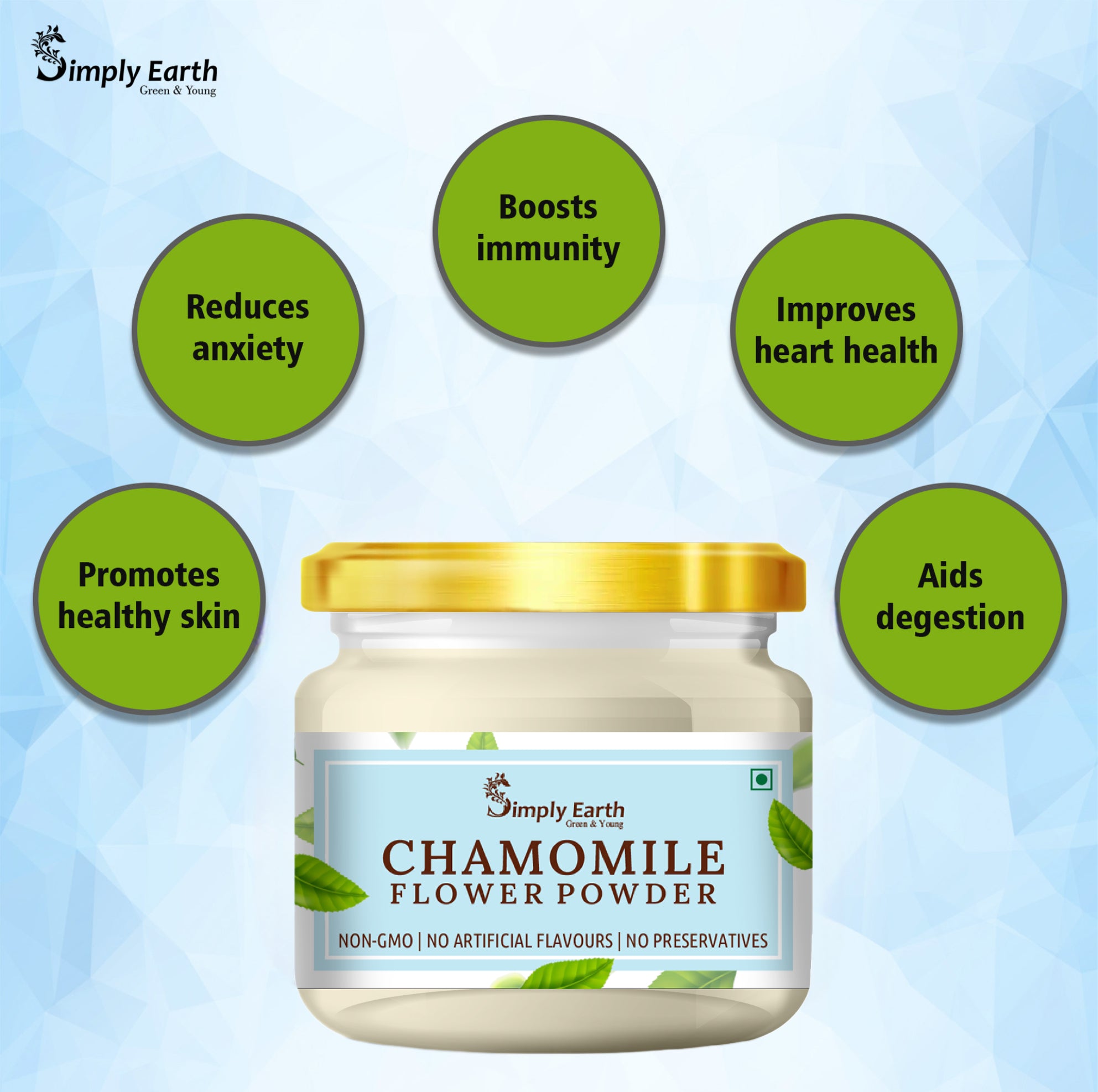 Simply Earth organic Chamomile Flower Powder - 100 GM