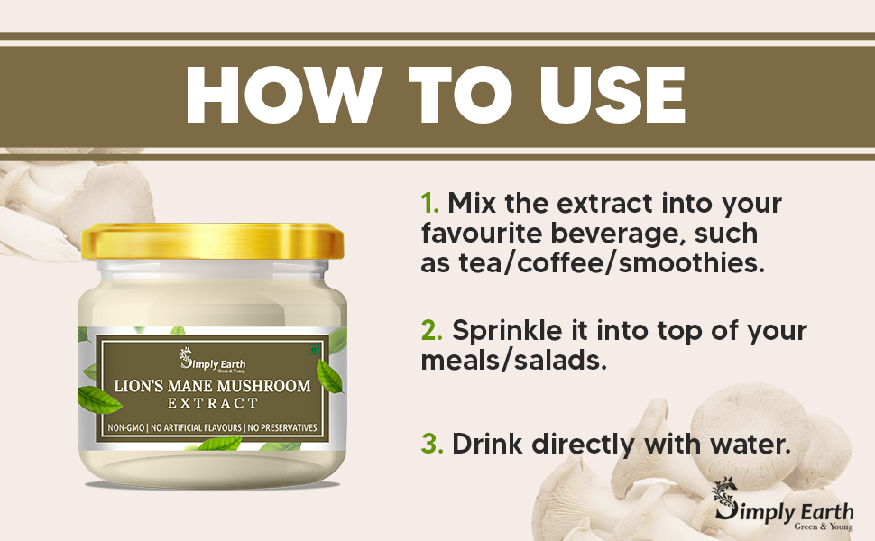 Simply Earth Lion's Mane Mushroom Extract Powder 10:1 - 50 GM