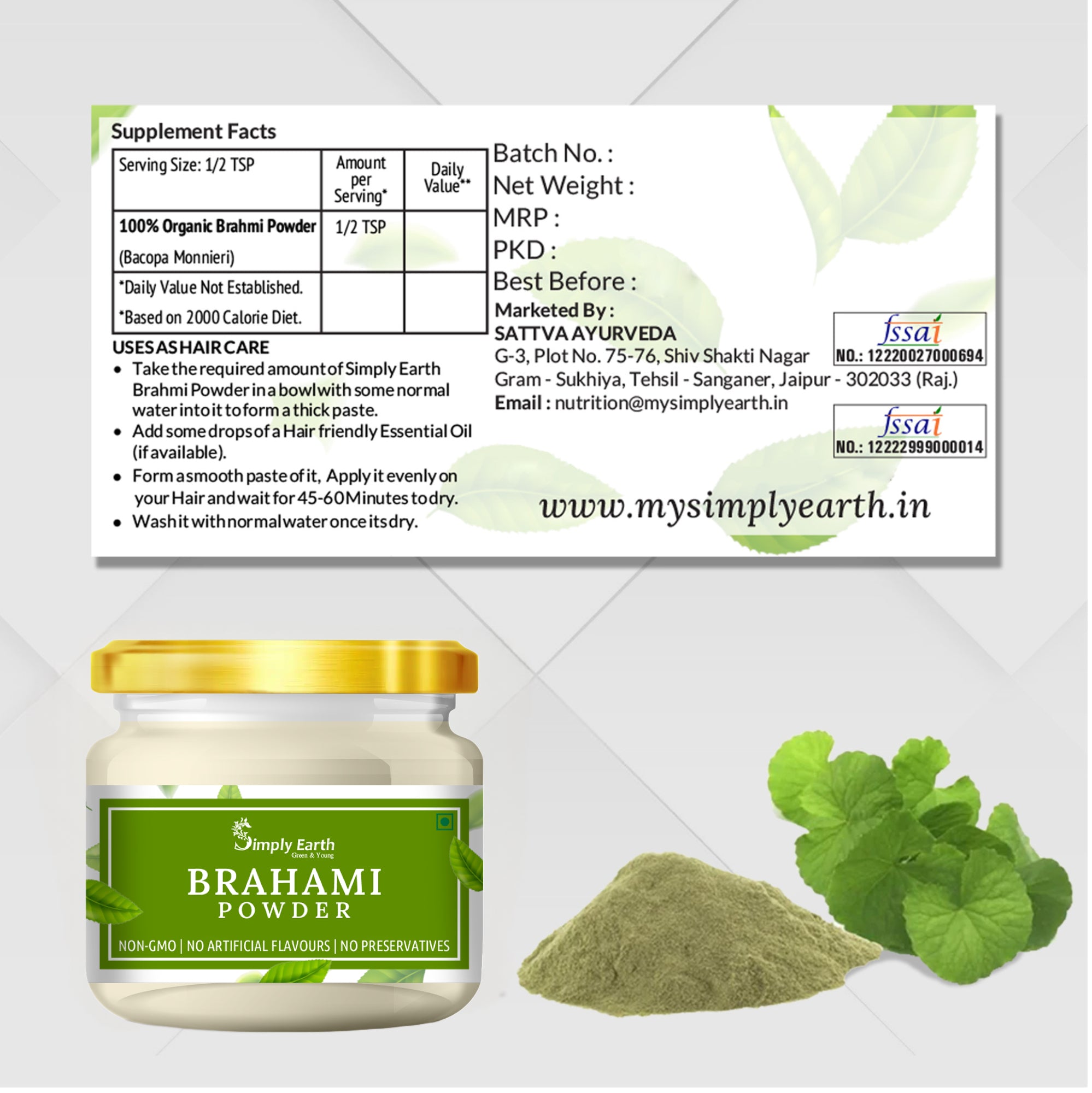Simply Earth Organic Brahmi (Bacopa Monnieri) - 100GM