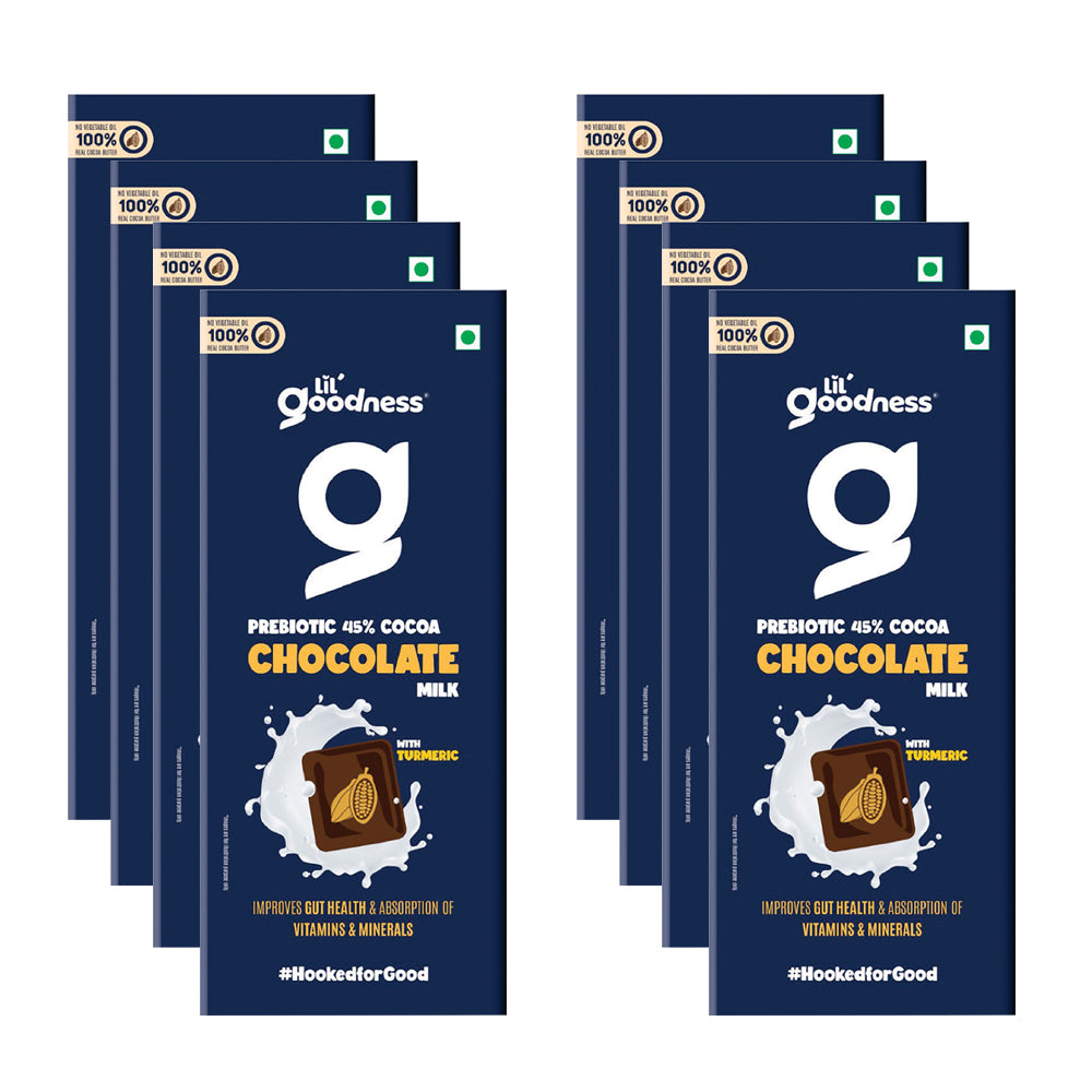 Lil'Goodness Prebiotic Milk Chocolate with turmeric-35g Pack of 8