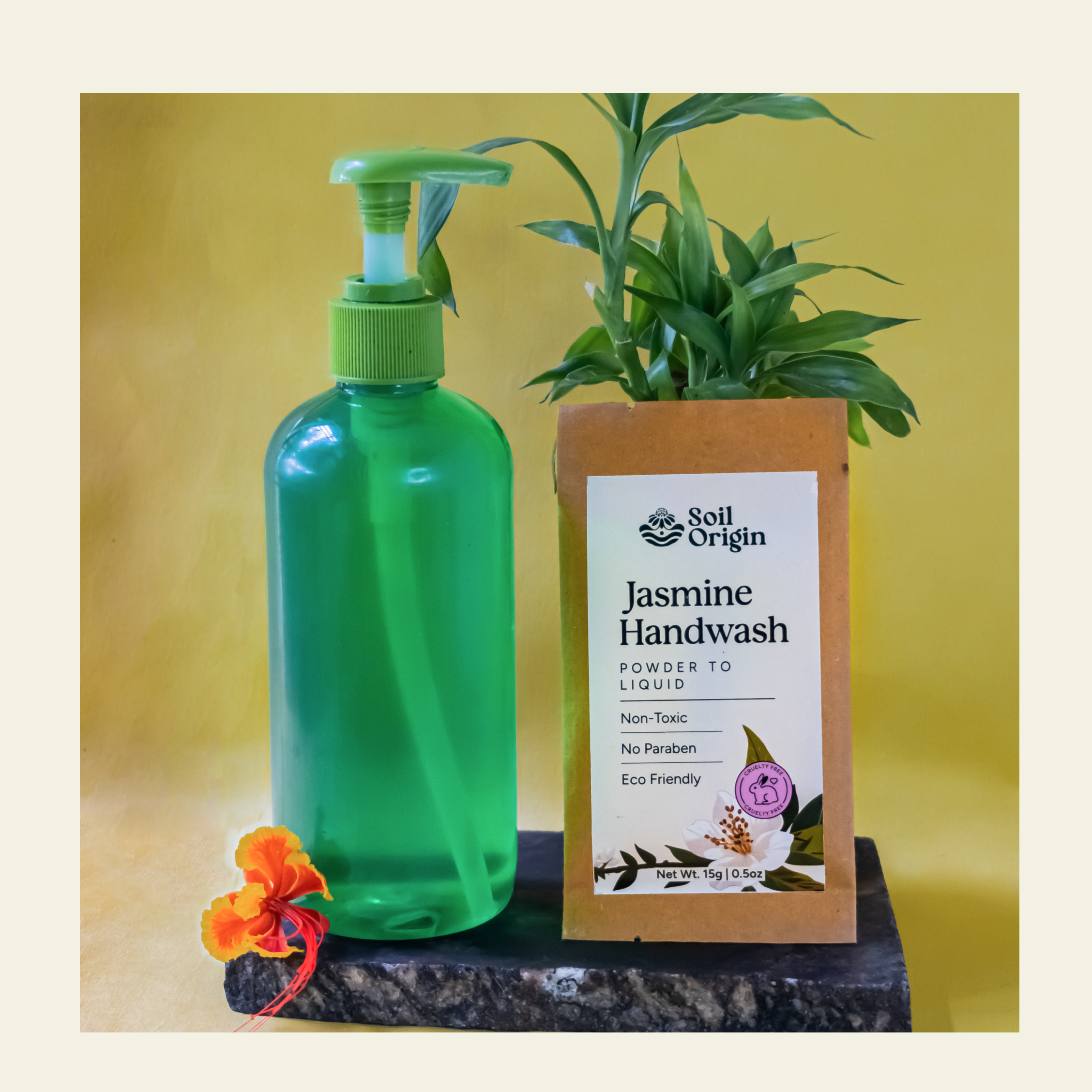 Soil Origin Powder to Liquid Handwash (Jasmine), Toxic Free, Makes 250 Ml