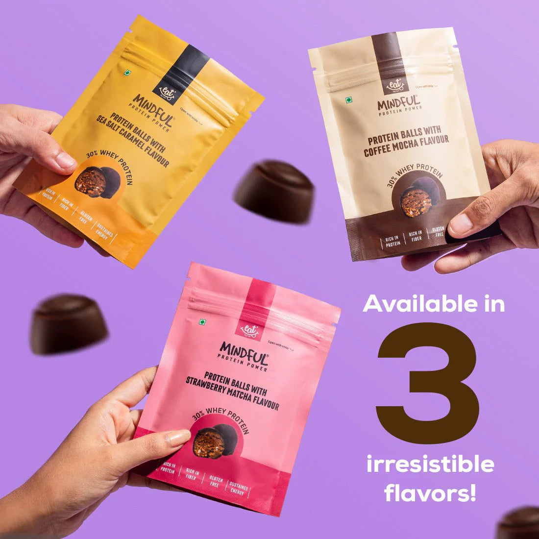 EAT Anytime Protein Ball Trio 210g (Coffee, Strawberry, SealSalt)